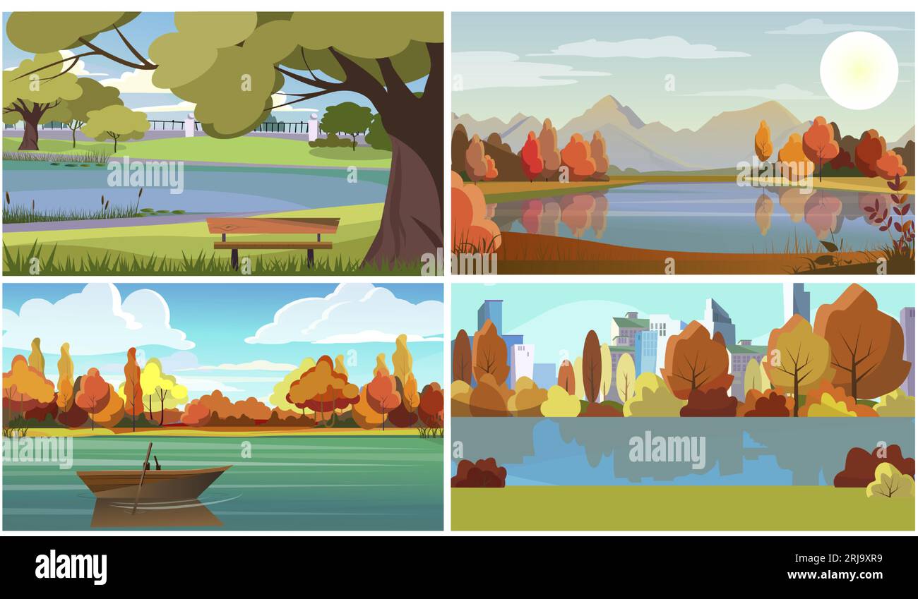 Lakes flat vector illustration set Stock Vector Image &amp; Art - Alamy