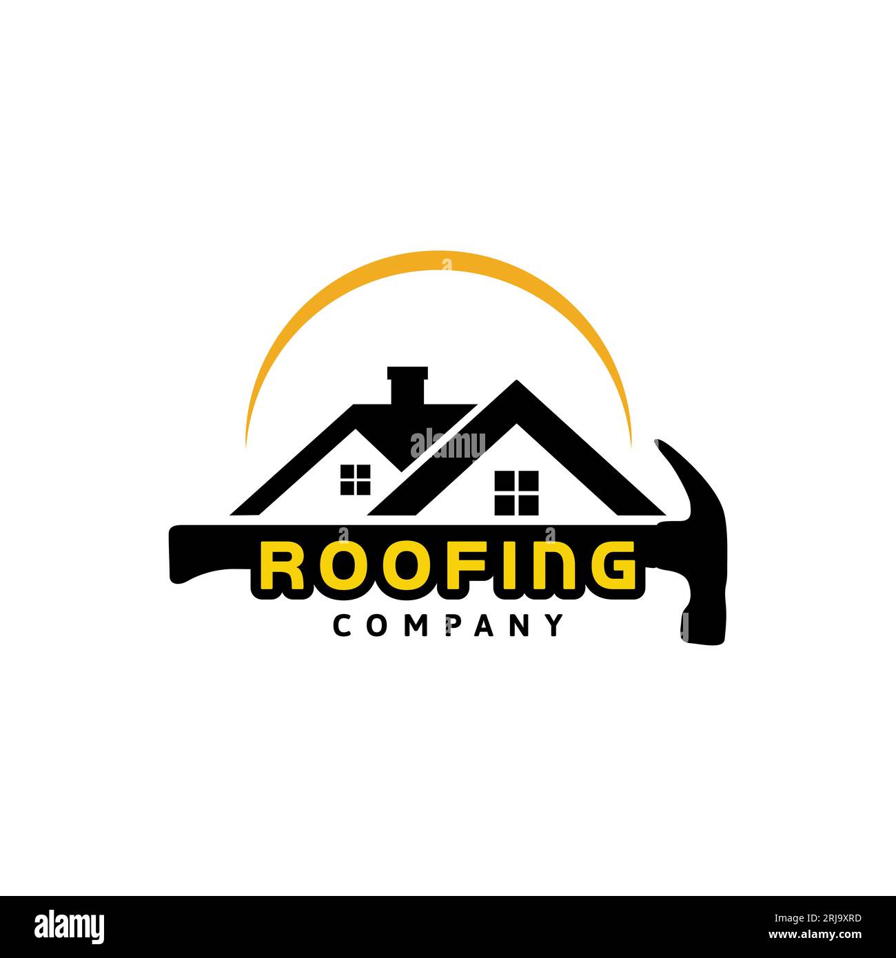 Roof and Hammer Renovation Logo design. Builder Logo, Home Service Stock Vector