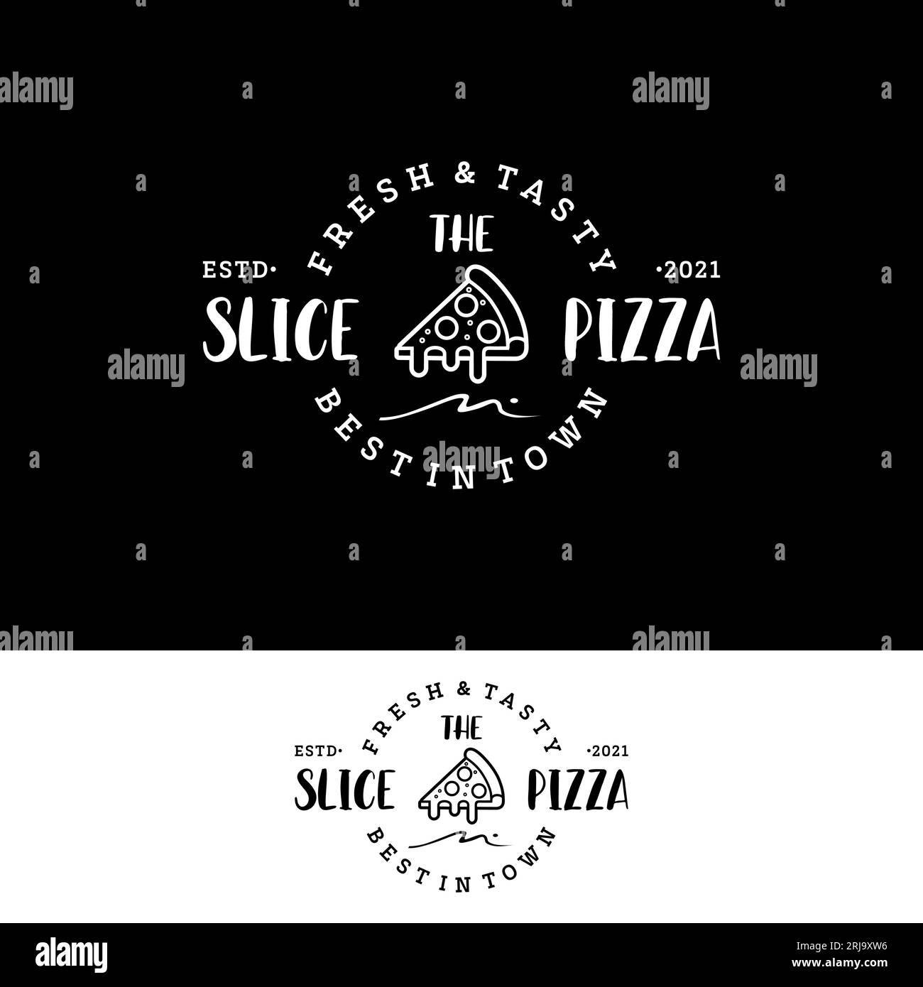 Pizzeria Logo With Simple Pizza Slice Design Inspiration Stock Vector