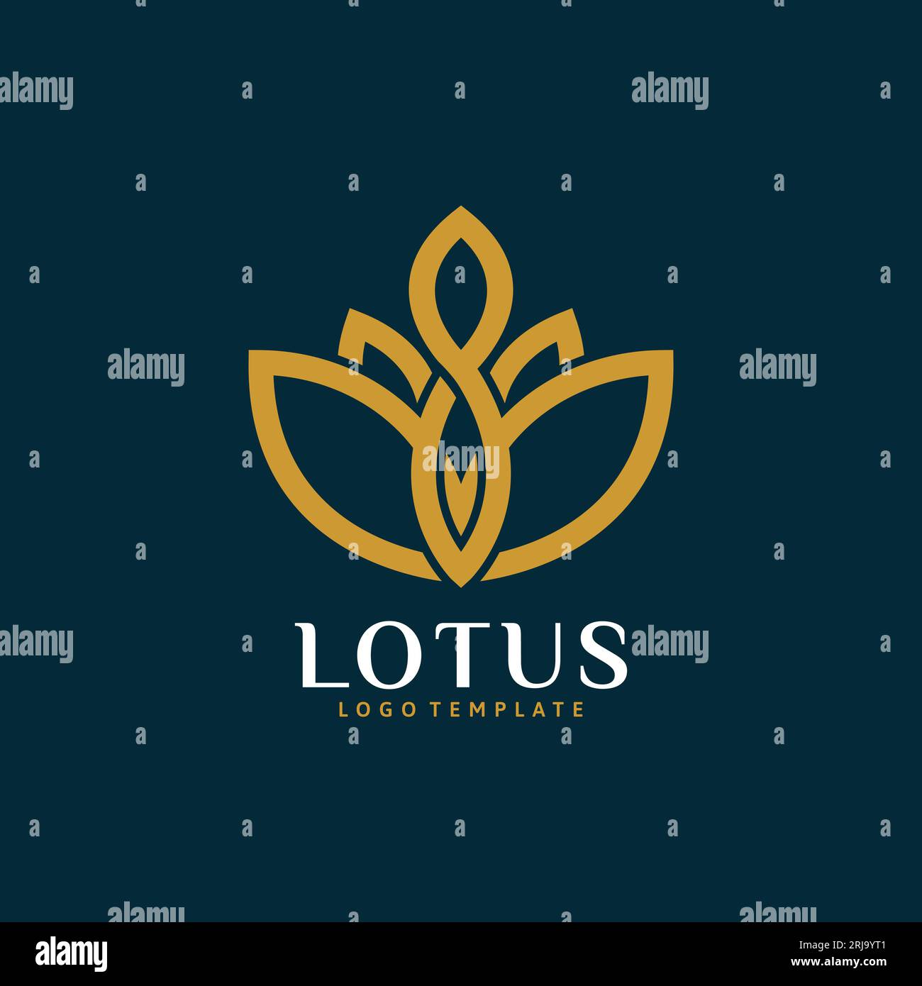 Simple Monogram Lotus Spa Logo Stock Vector