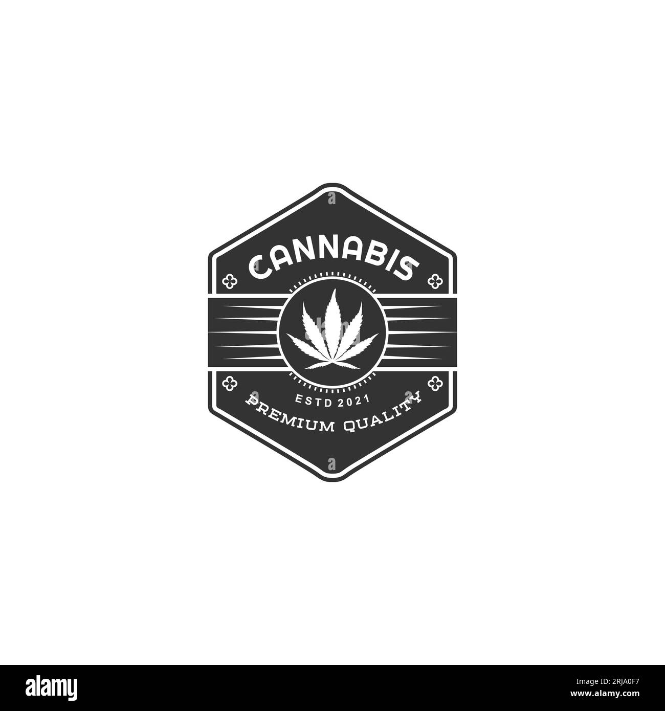 Cannabis Marijuana Hemp Logo Label Hexagon Design Inspiration Stock Vector