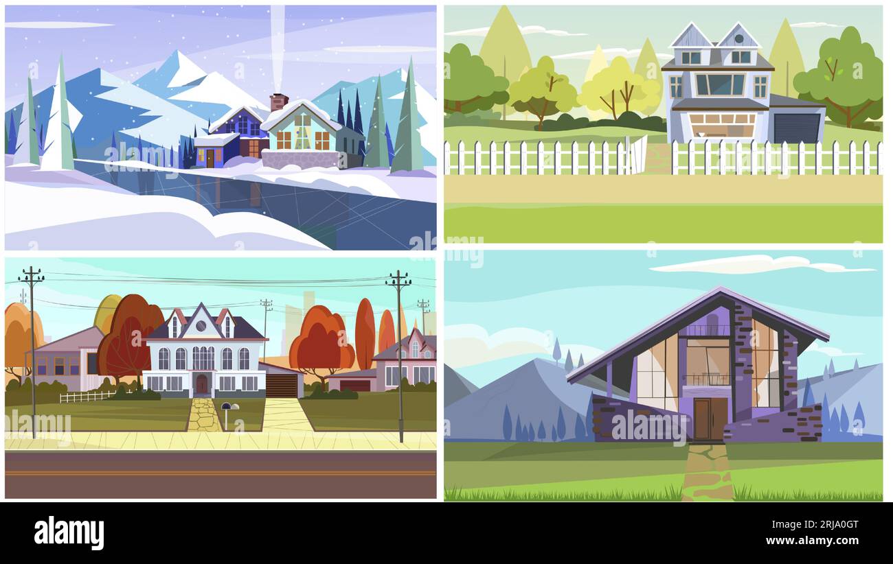 Houses flat vector illustration set Stock Vector Image & Art - Alamy