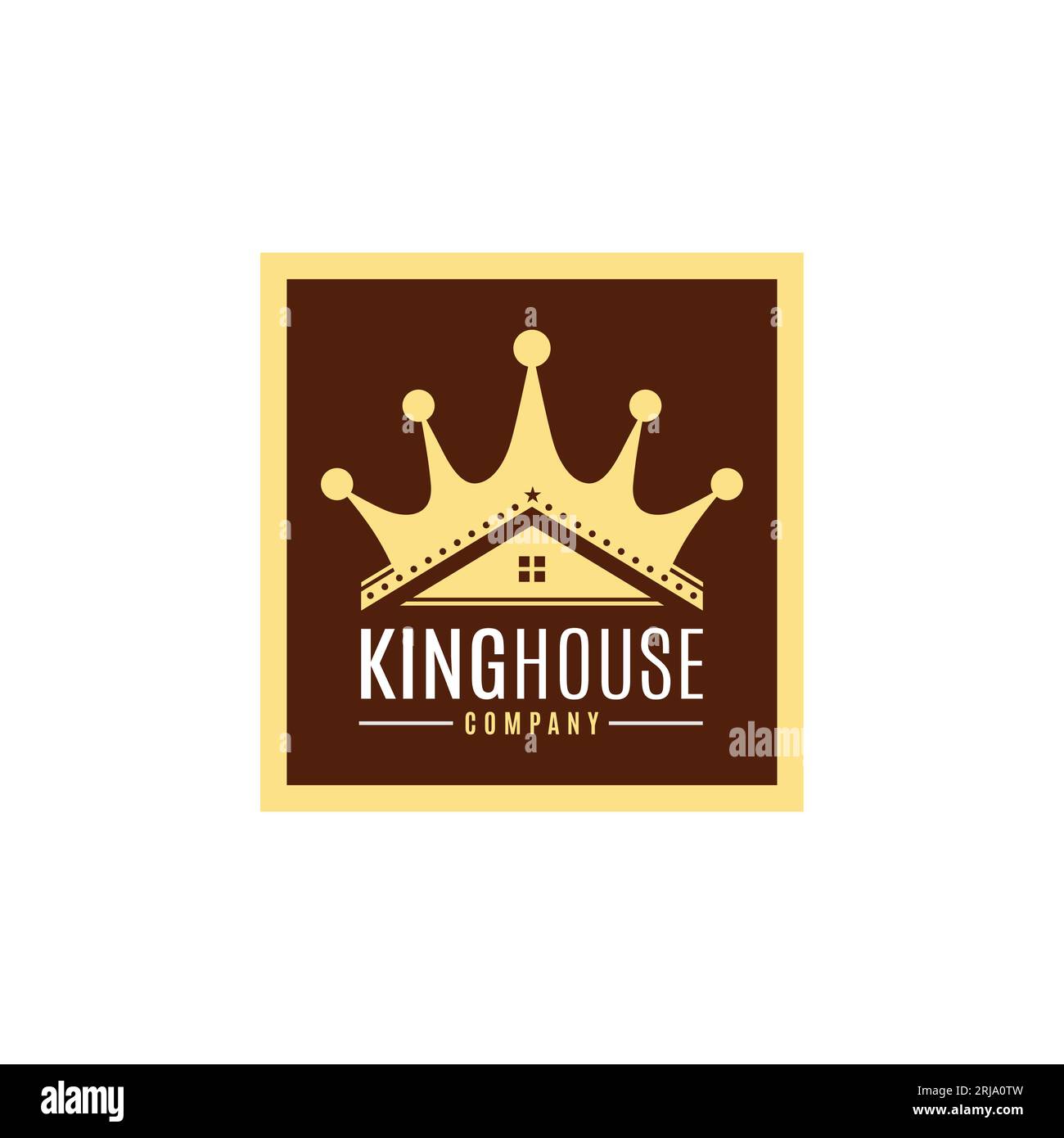 Crown and House for Real Estate Business logo or Label design inspiration Stock Vector