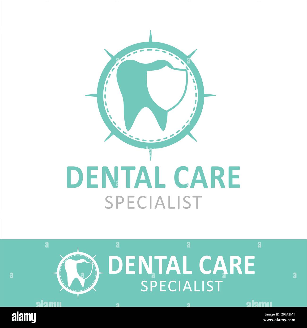 Dental Or Dentist Logo Desain Minimalis With Protection Tooth Stock Vector
