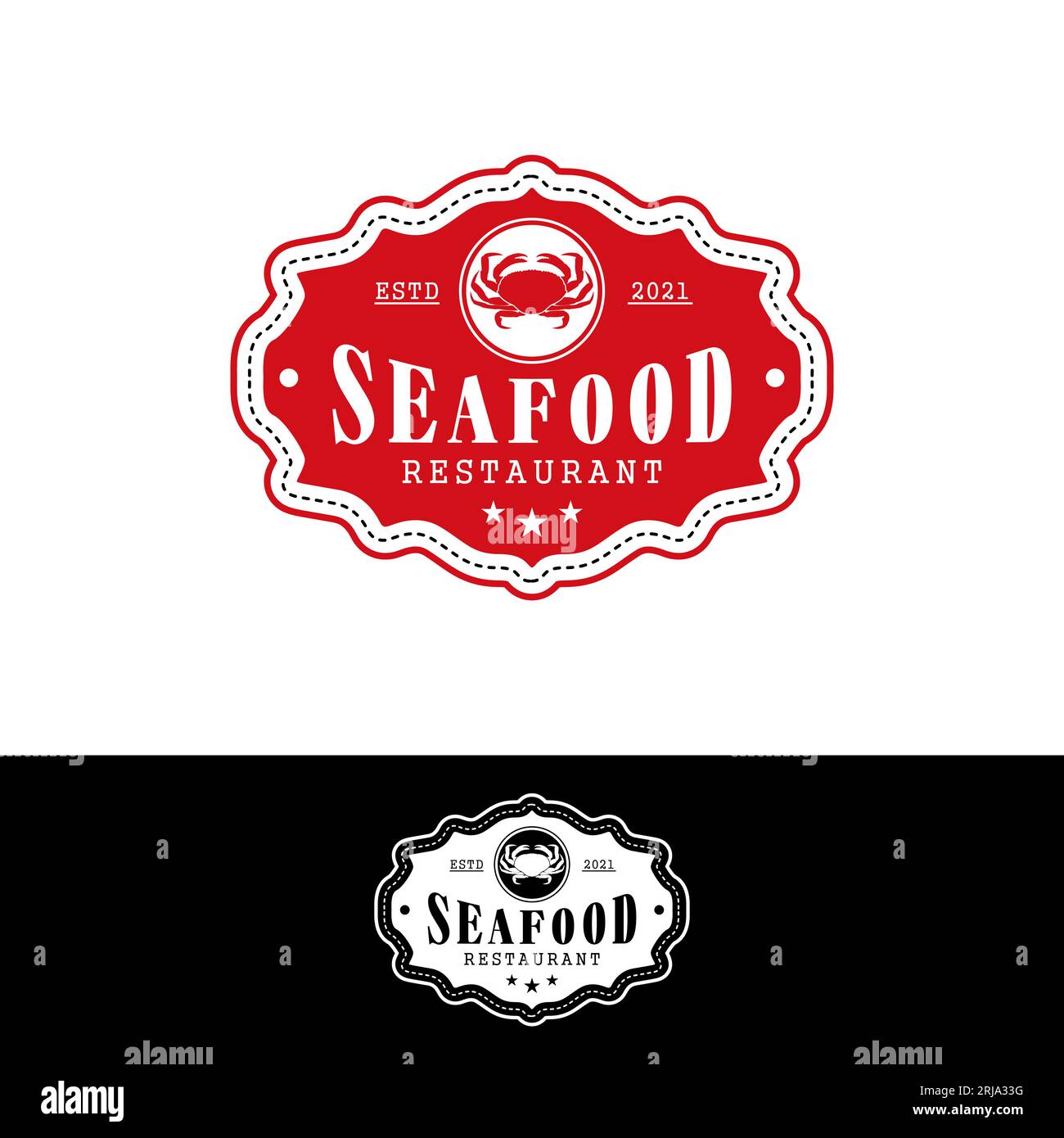 Seafood Restaurant Vintage Logo With Crab Icon Stock Vector