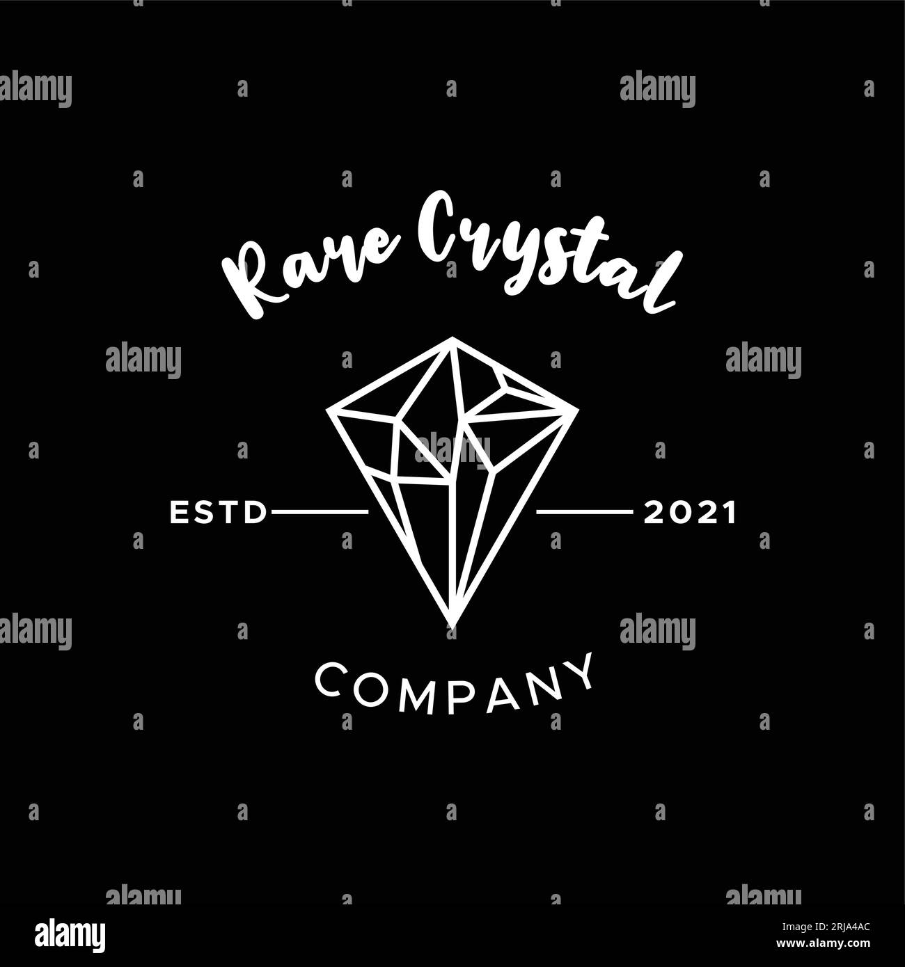 Elegant Crystal Diamond Minimalist Logo Design Stock Vector