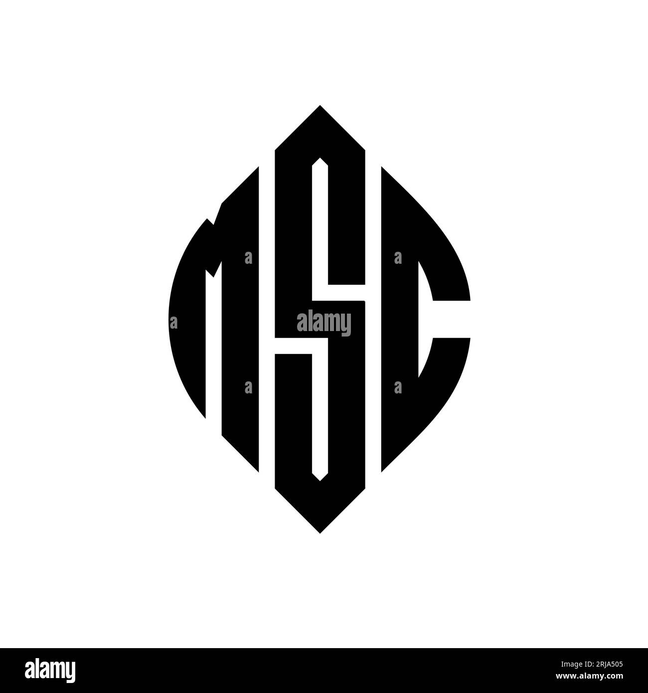 MSC circle letter logo design with circle and ellipse shape. MSC ellipse letters with typographic style. The three initials form a circle logo. MSC Ci Stock Vector