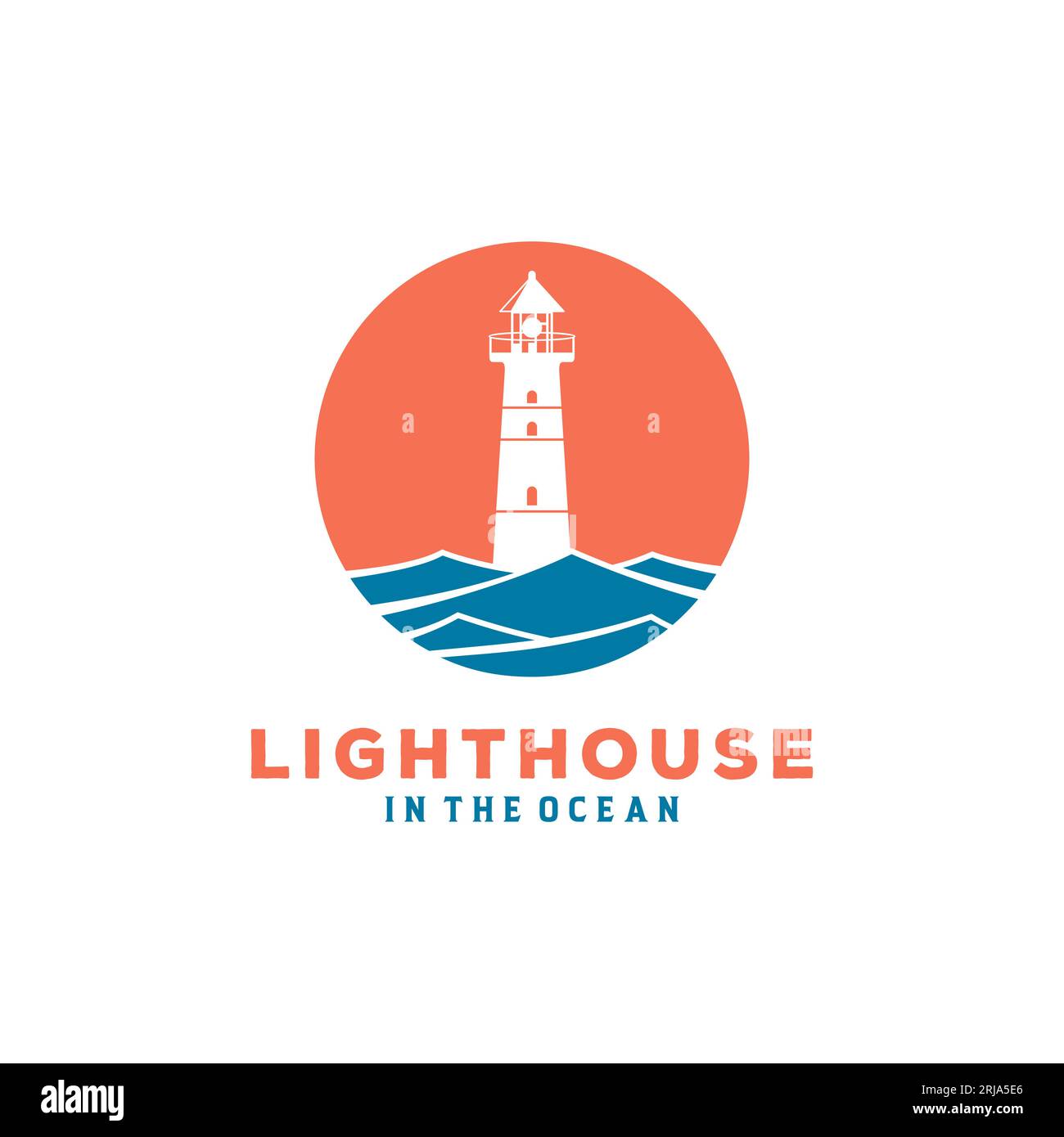 Lighthouse Searchlight Beacon Tower Island Beach logo design