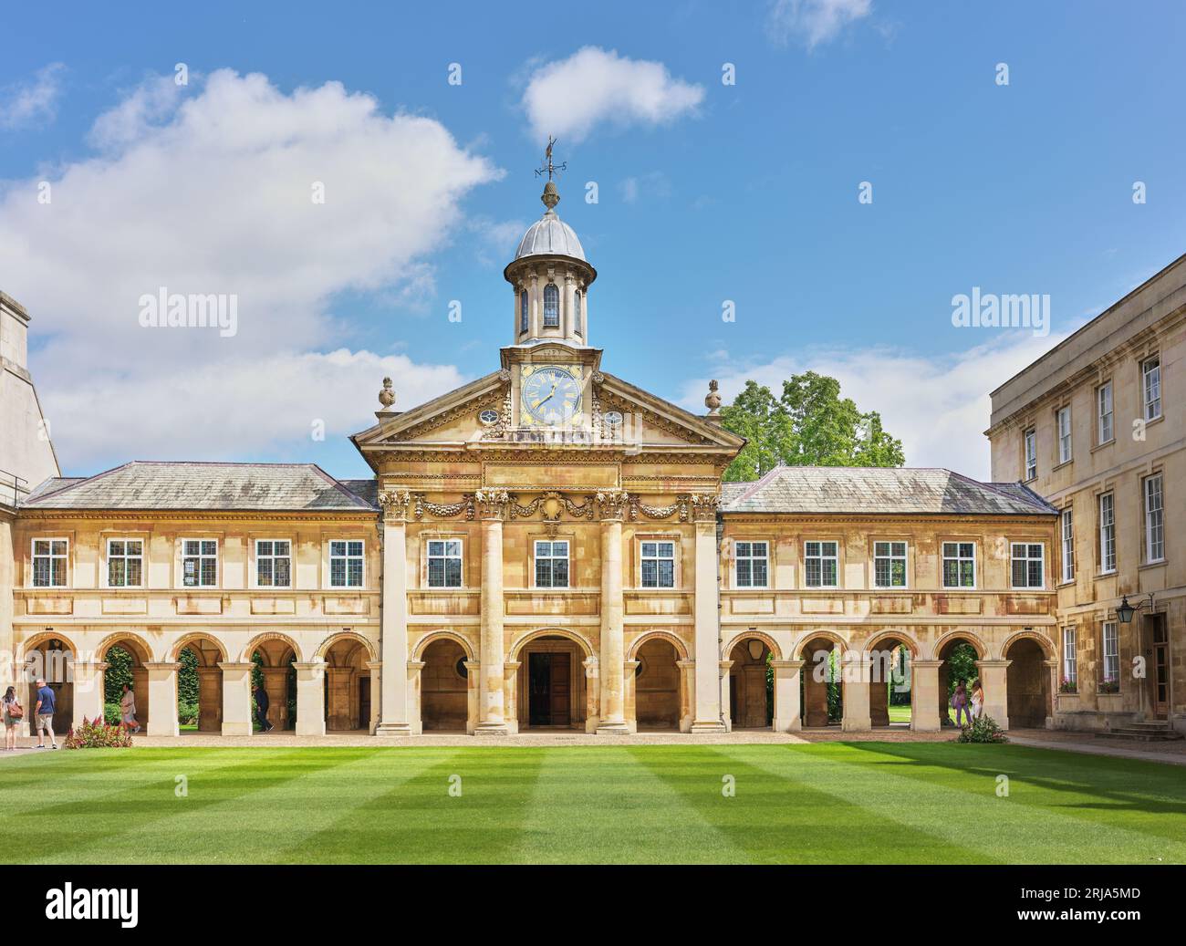 Front Court and chapel at Emmanuel College, University of Cambridge, England. Stock Photo