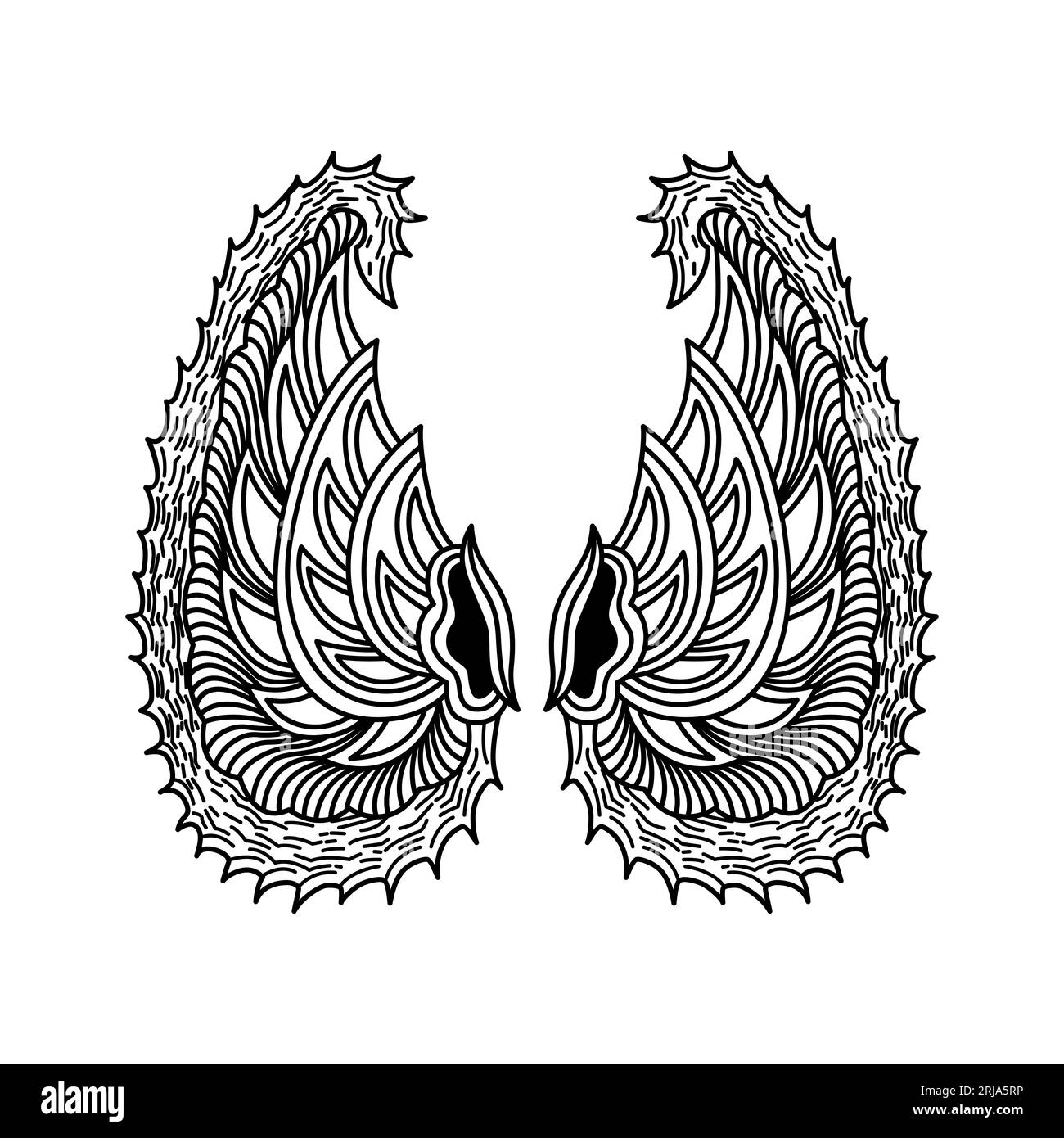 Batik Artistic Design Drawing Wings Vector Design Stock Vector