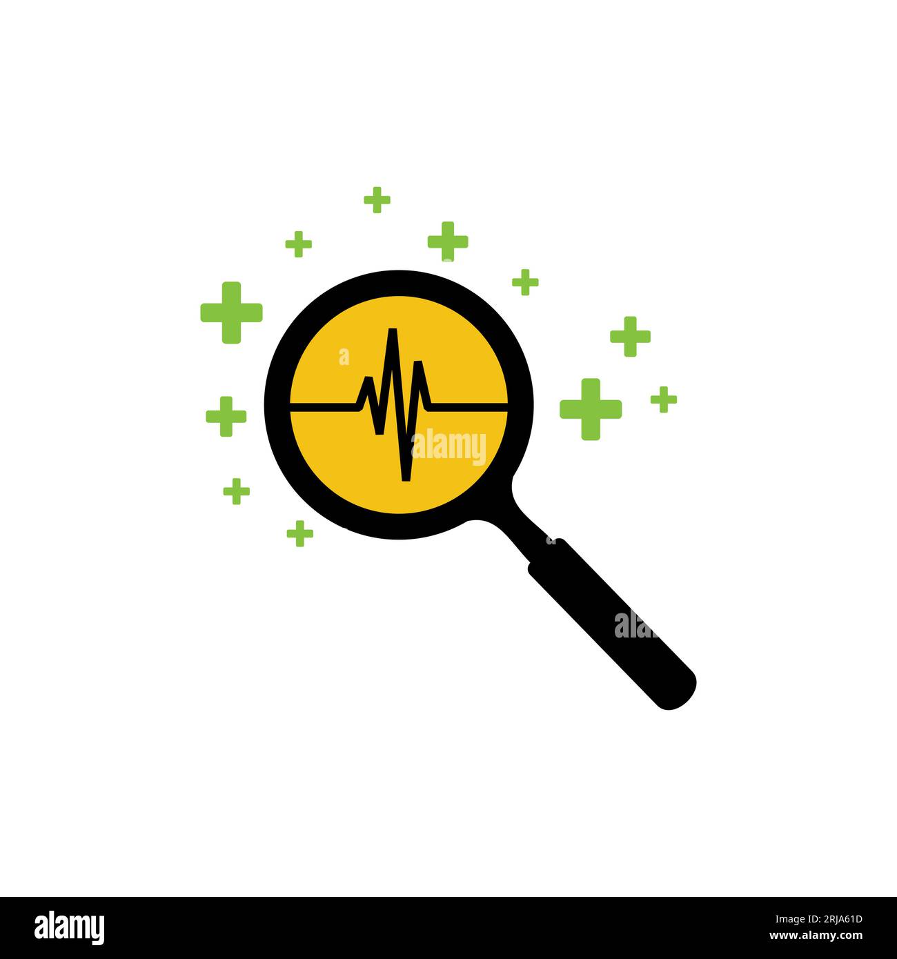 Magnifying Glass And Heartbeat Logo For Medical Diagnosis Analysis