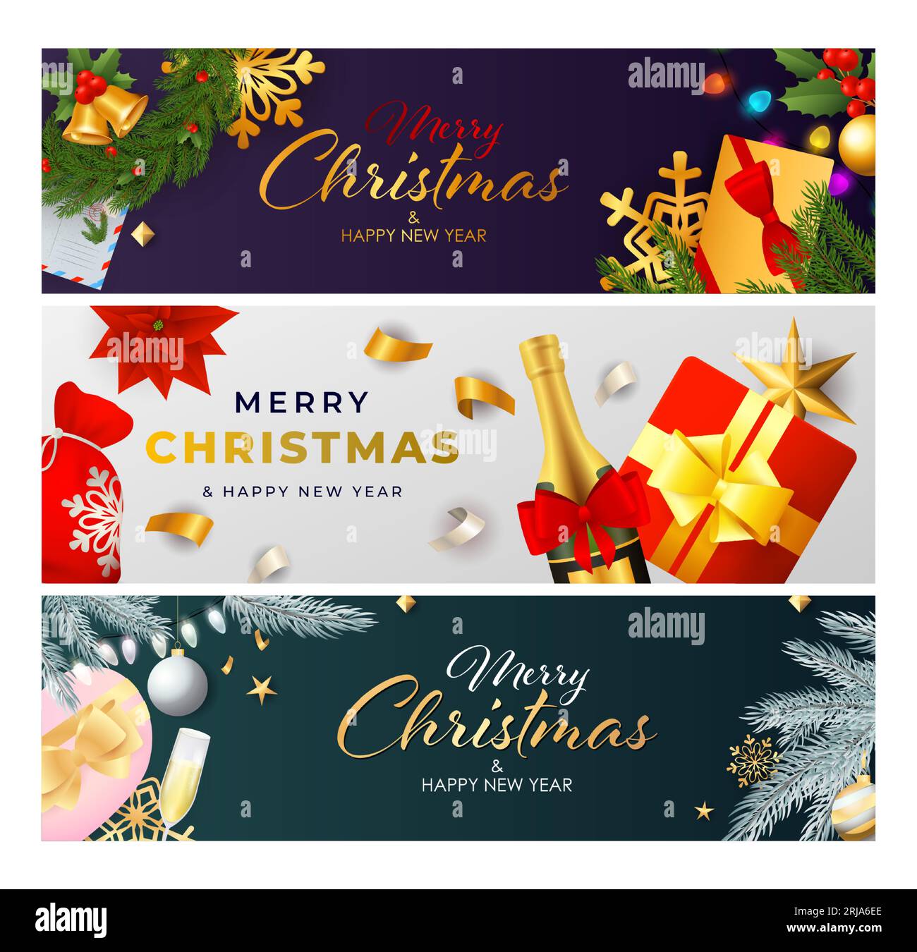 Christmas banner set with fizzy wine Stock Vector Image & Art - Alamy