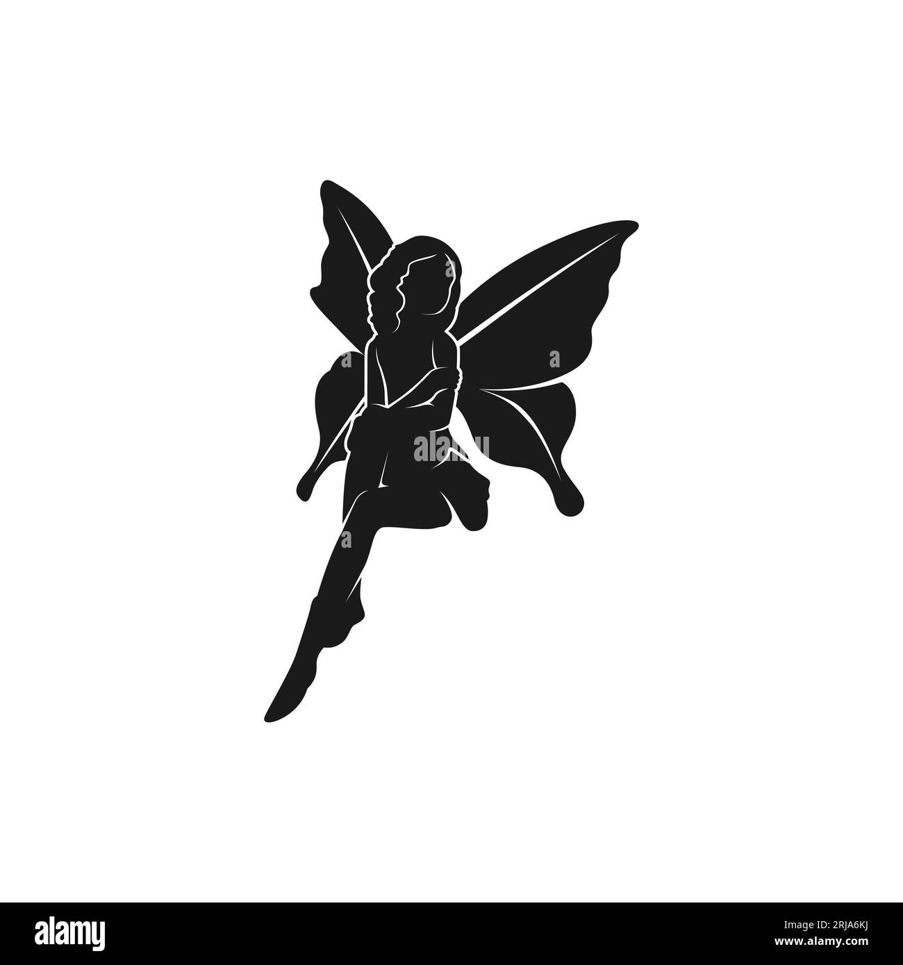 cute little fairy elf nymph pixie silhouette vector design Stock Vector