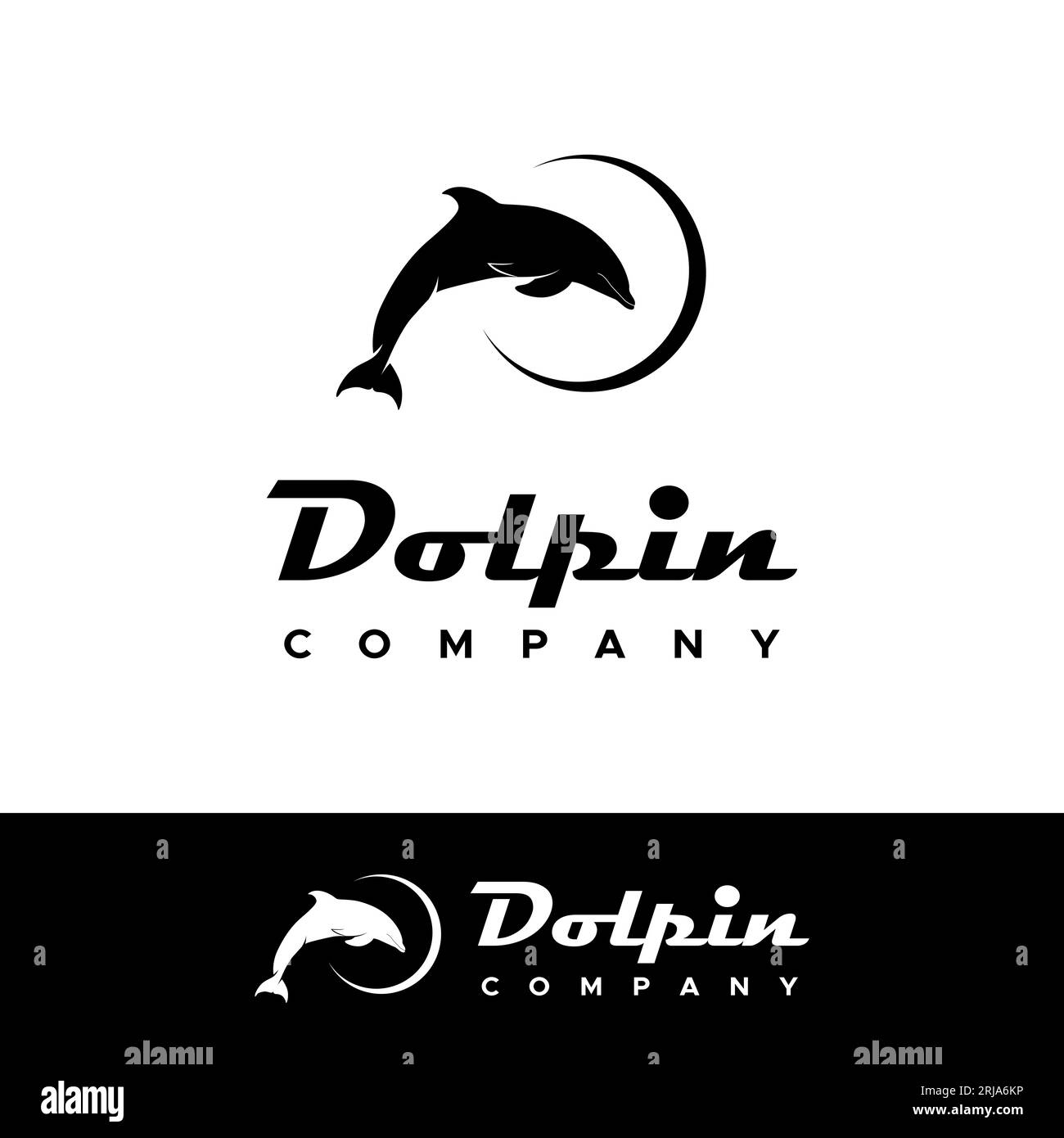 Acrobatic Dolphin Logo Jumping Silhouette Design Inspiration Stock Vector