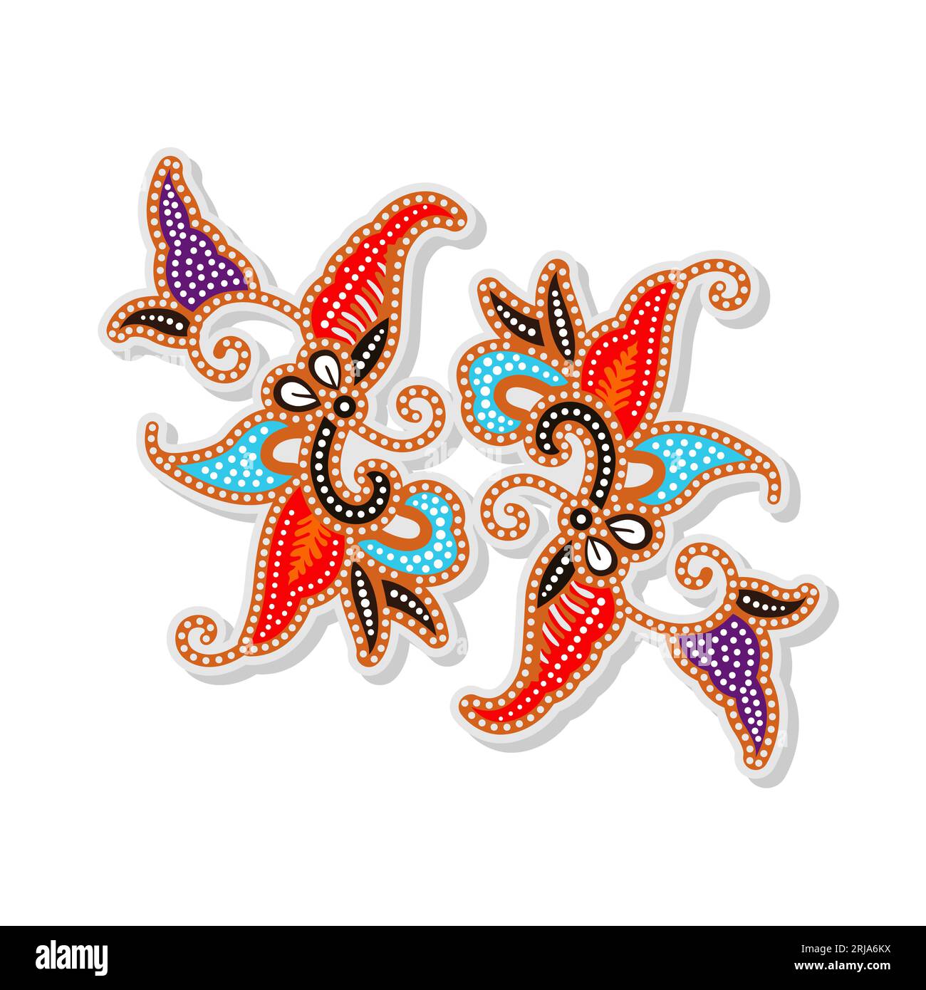 Natural Motif Batik Illustration, Indonesian Batik Vector Design Stock Vector