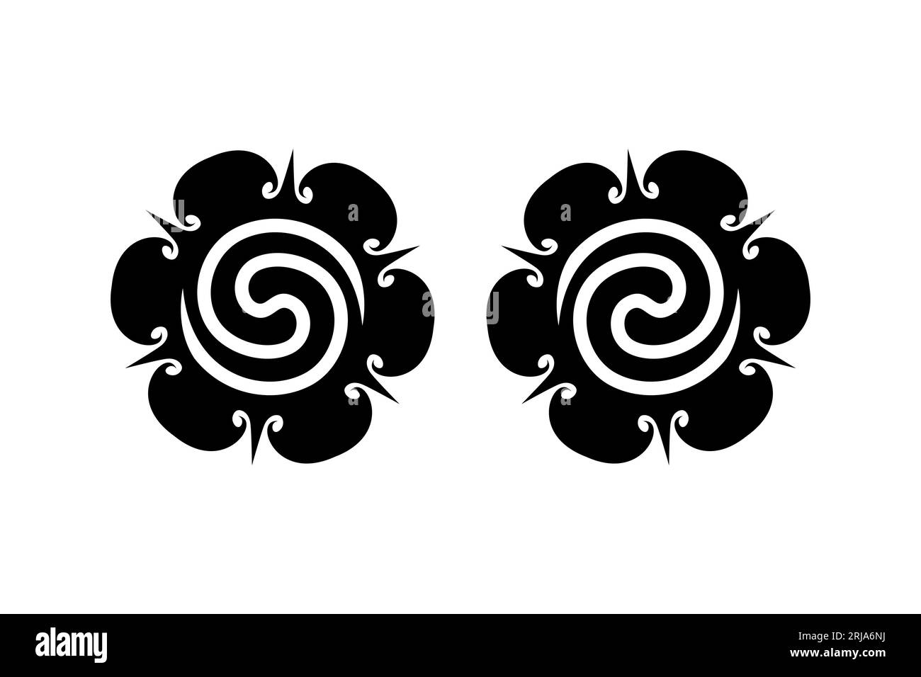 Borneo Flower Symbol, Tribal Traditional Borneo Ethnic Tattoos Stock Vector