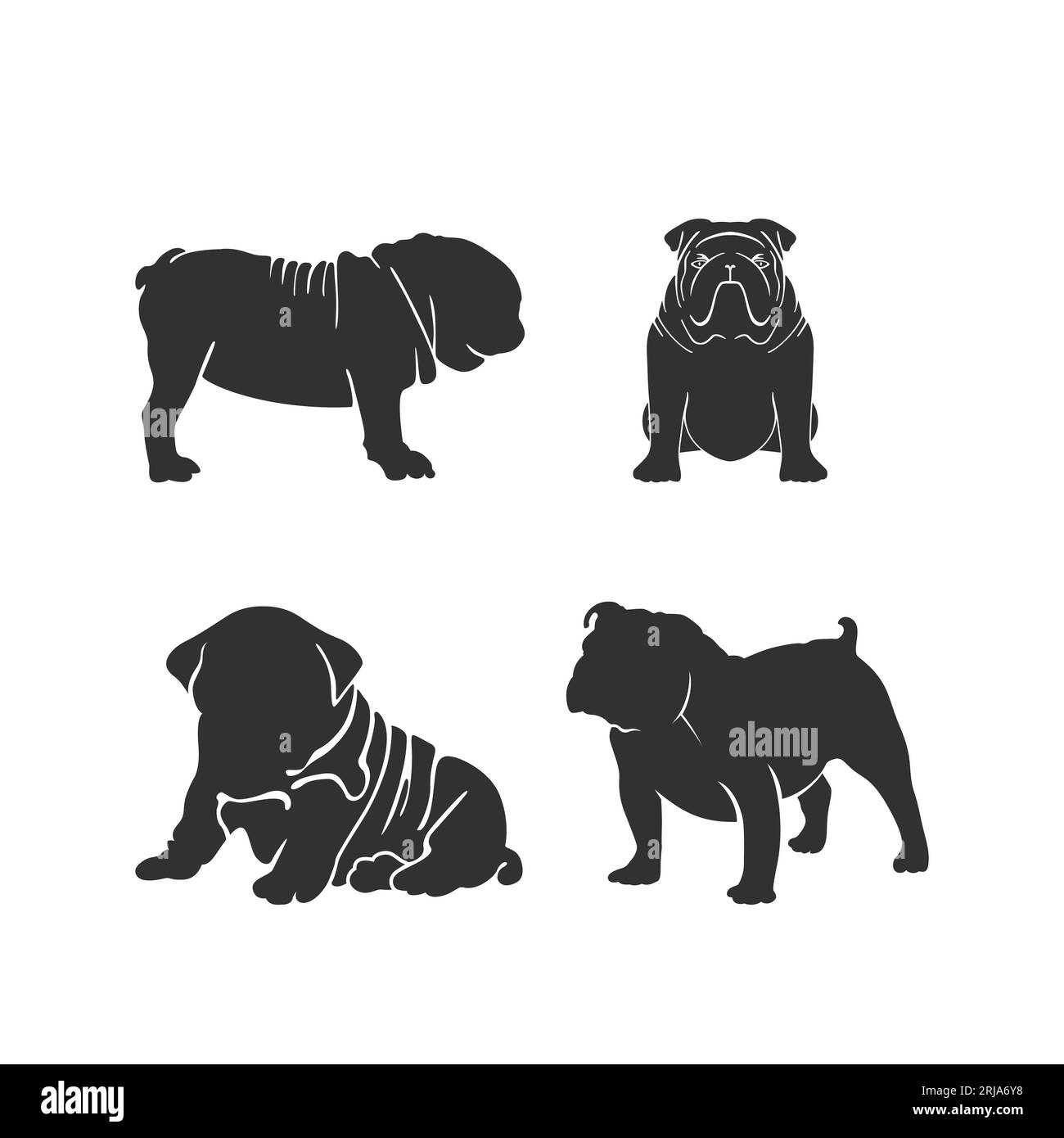 Bulldog Dog Logo Bundle Collection Vector Design Inspiration Stock Vector