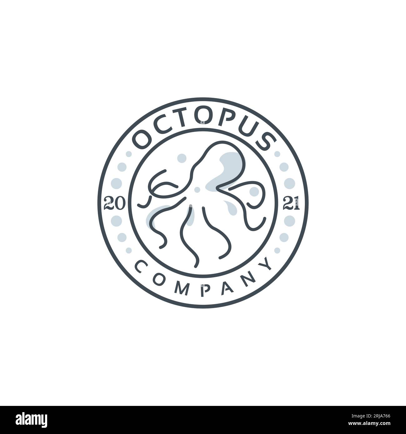 Simple Octopus Squid Label Logo Inspirational Design Stock Vector