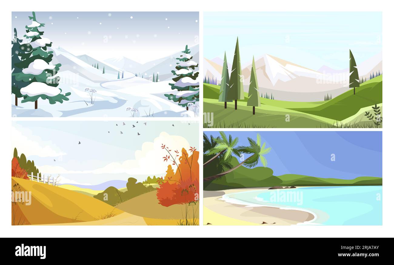 Seasonal resorts flat vector illustration set Stock Vector Image & Art ...