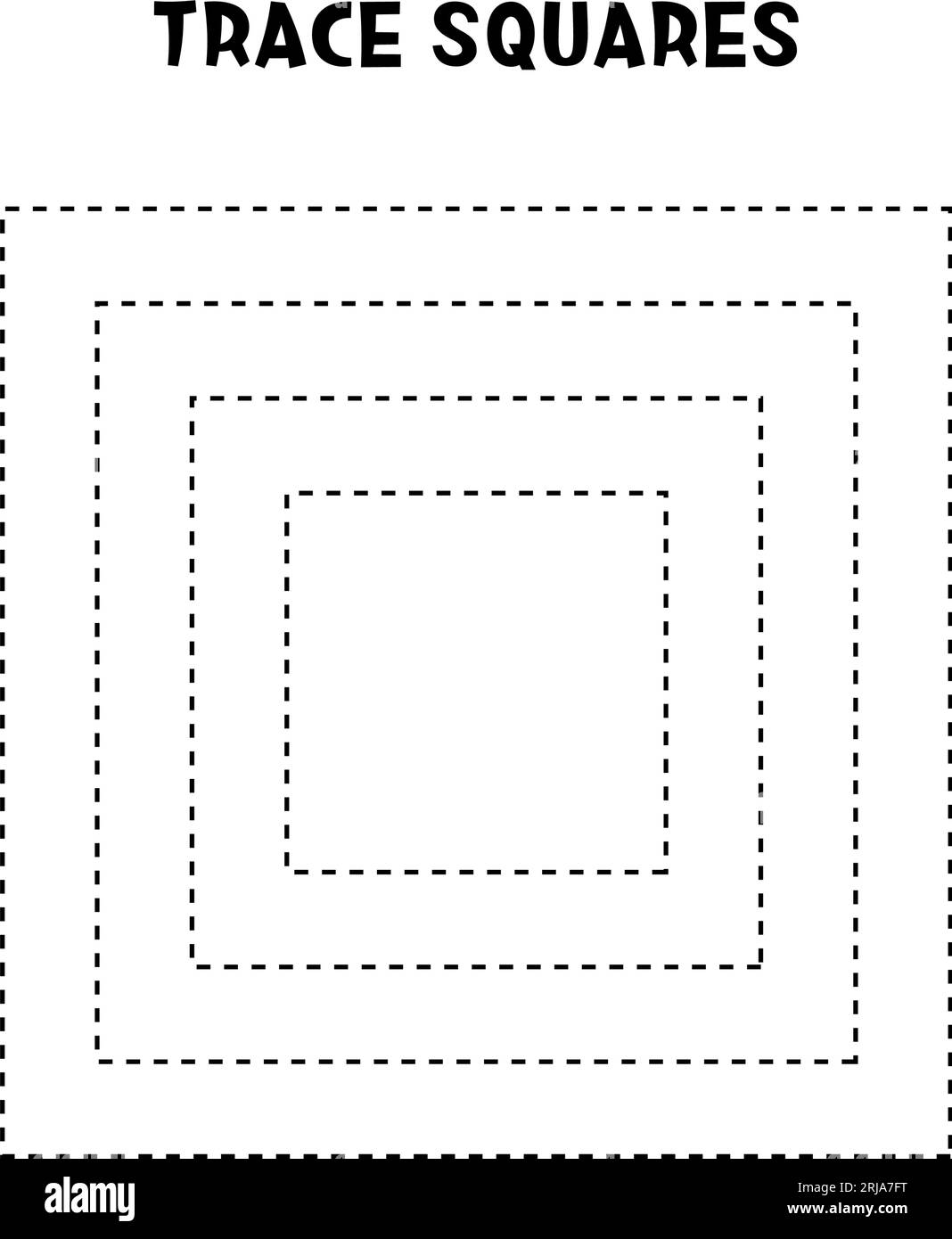 Trace squares Basic geometric shapes Educational game Worksheet for ...