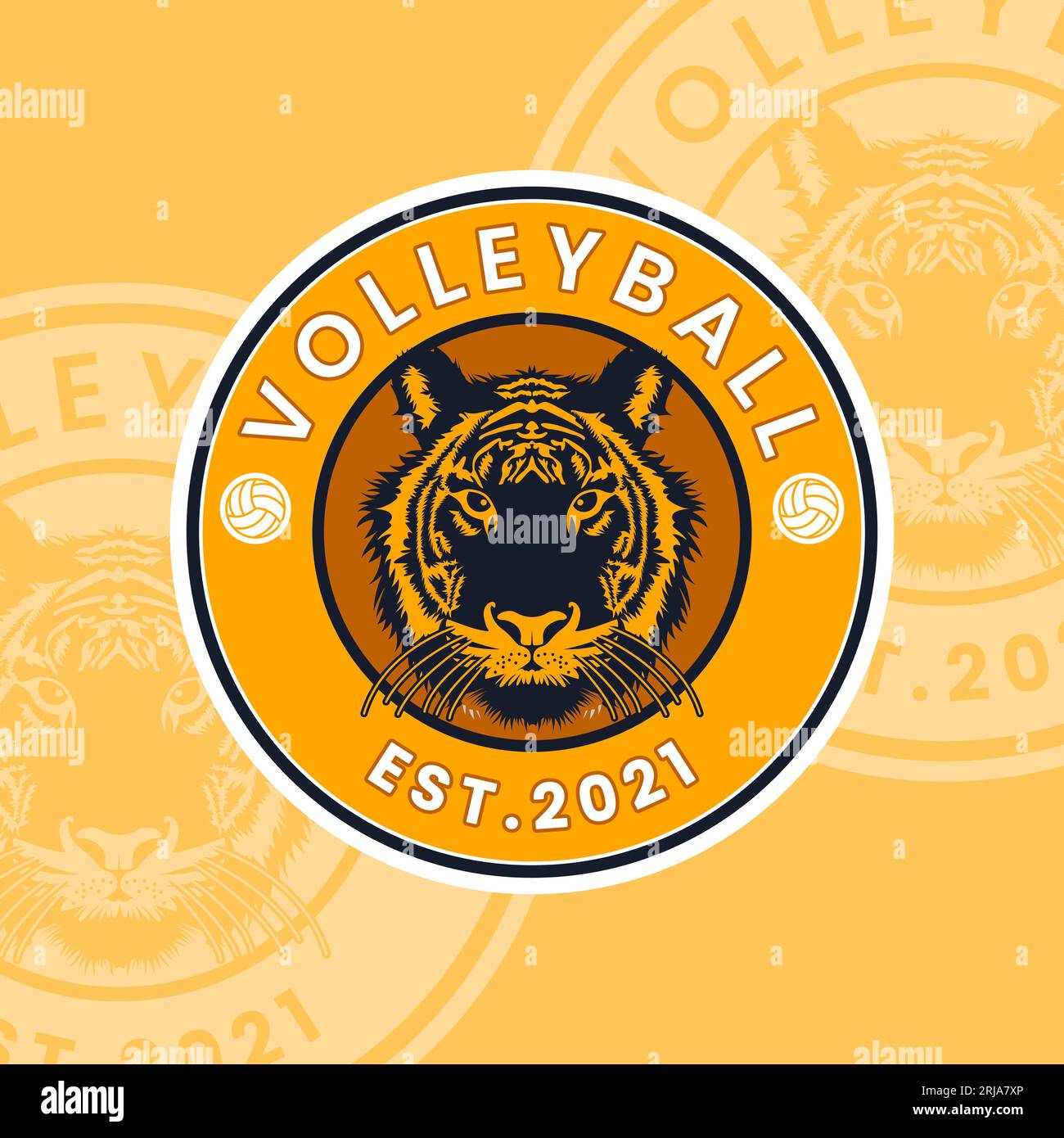 Baseball Volleyball Football Sports Team Logo With Tiger Head Coat Inspirational Design Stock Vector