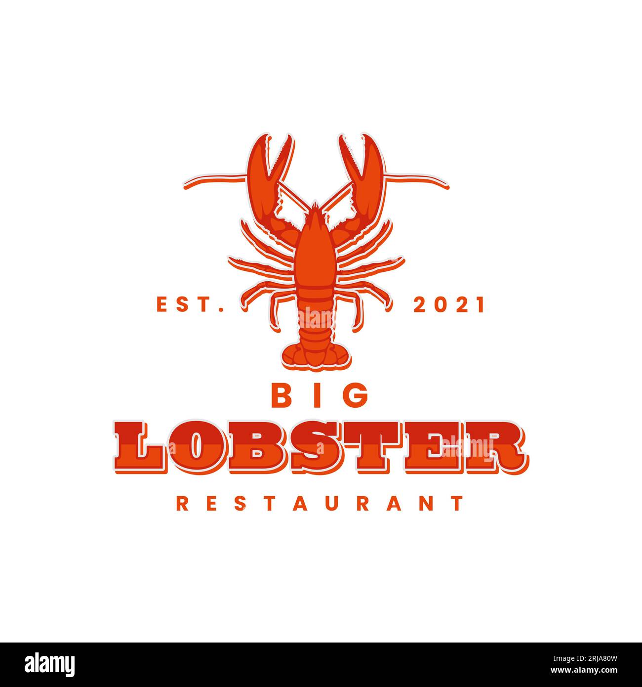 Lobster Prawn Big Claw Illustration Vector, Seafood Shrimp Crayfish Logo With Original Color Stock Vector
