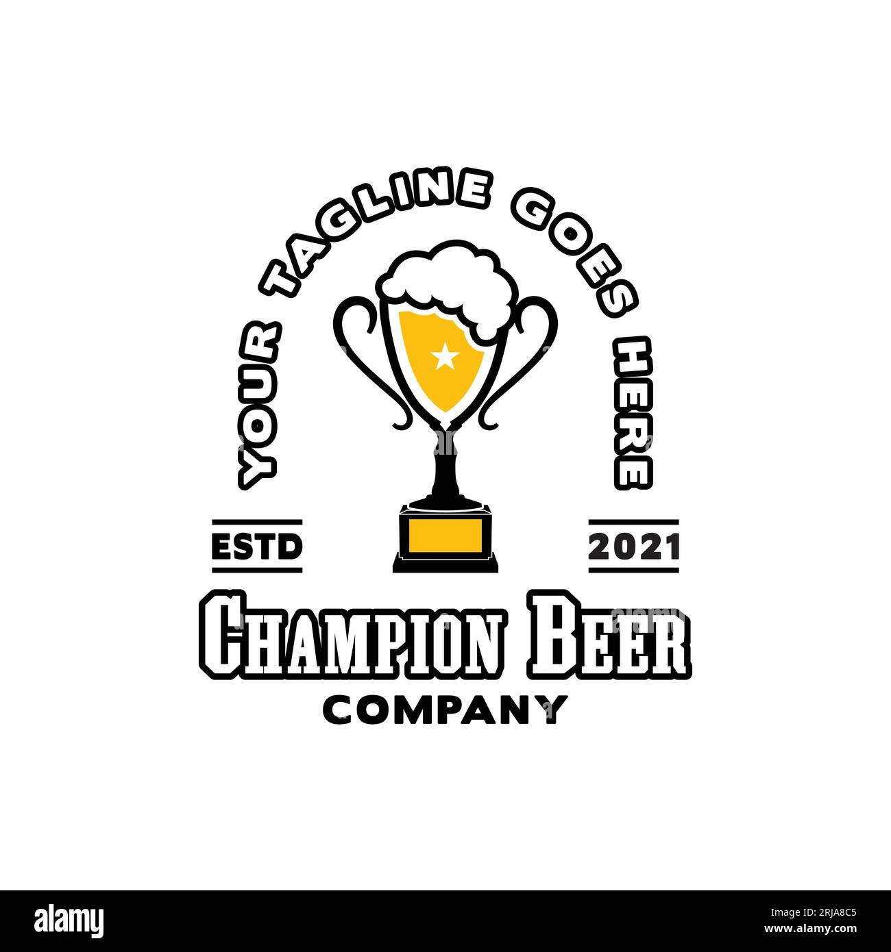 Trophy Cup Beer for Sport Bar Cafe Tavern logo design inspiration Stock
