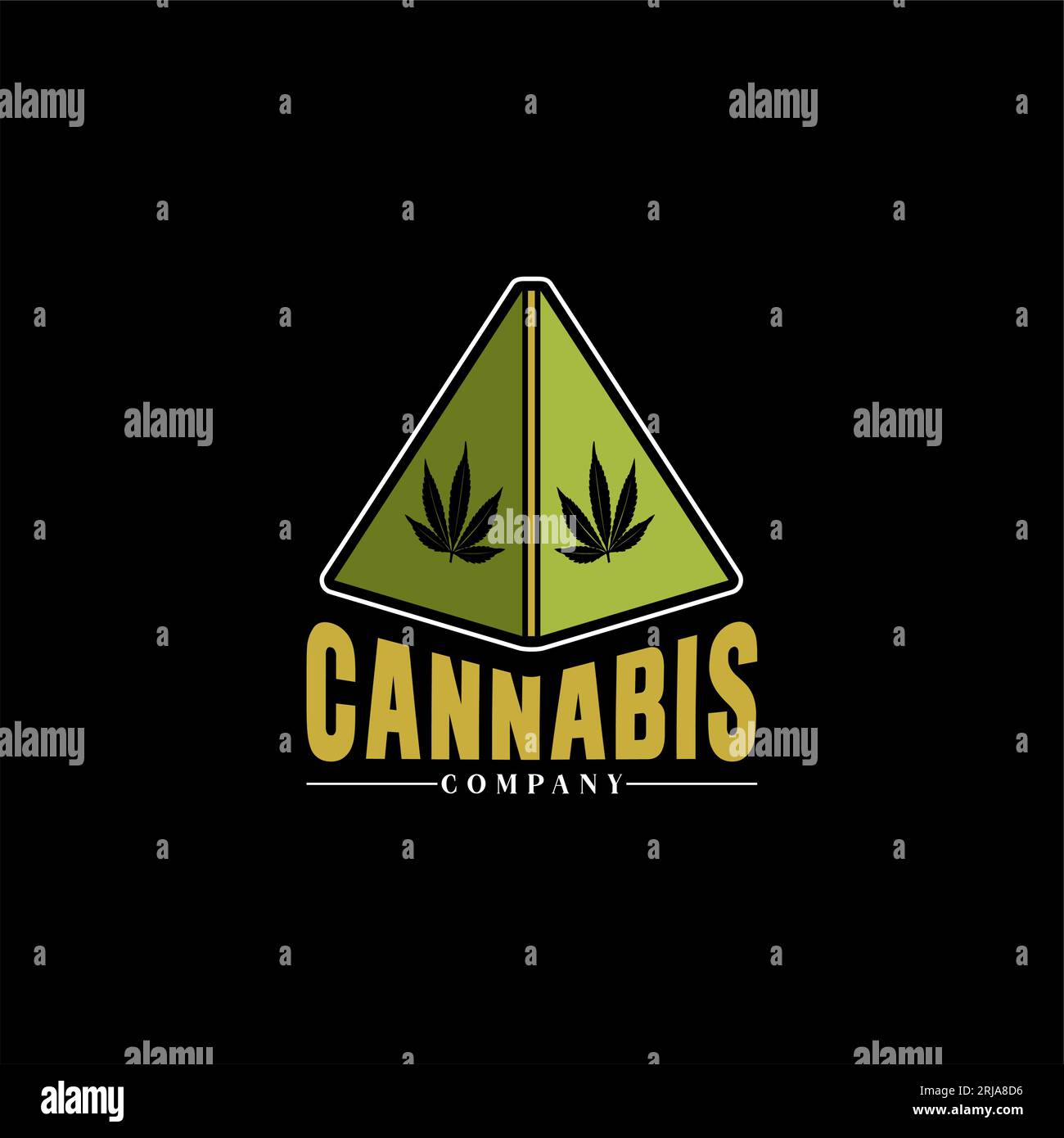 Pyramid And Cannabis Leaves For CBD Marijuana Products Label Vector Design Stock Vector