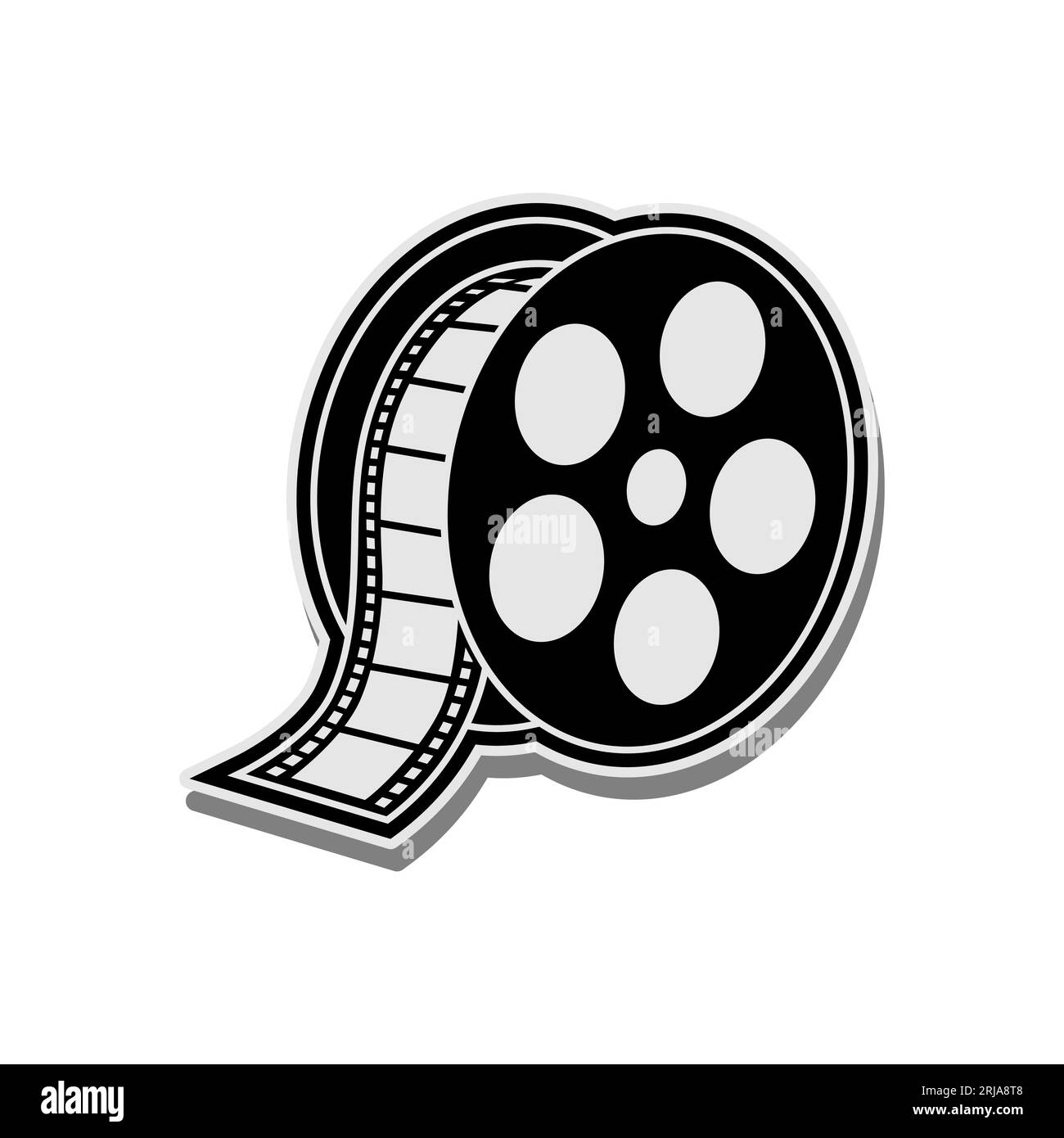 Illustration negative film reel roll tapes for movie cinema video