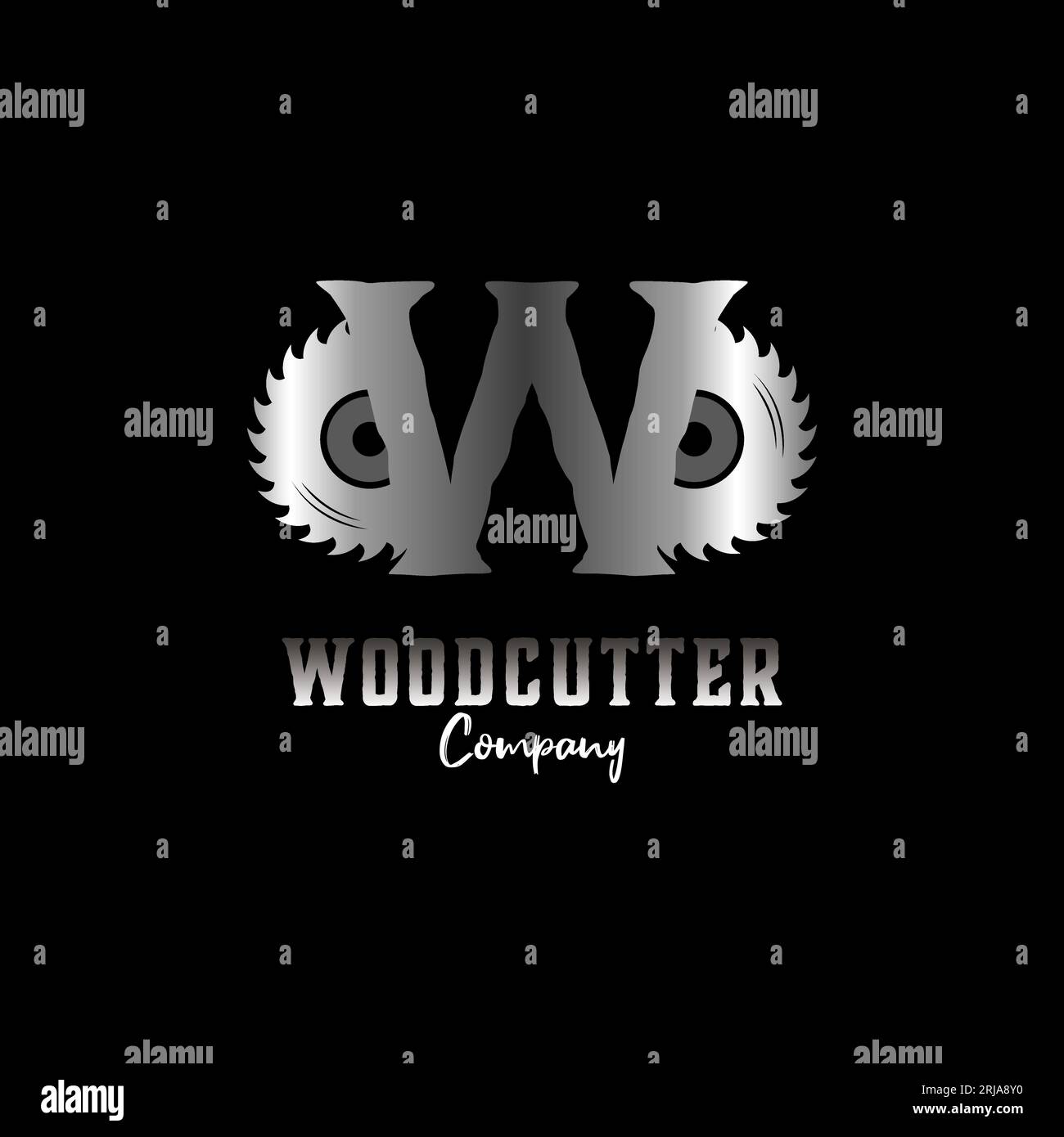 Initial W Grinder for woodworking or carpentry logo design Stock Vector