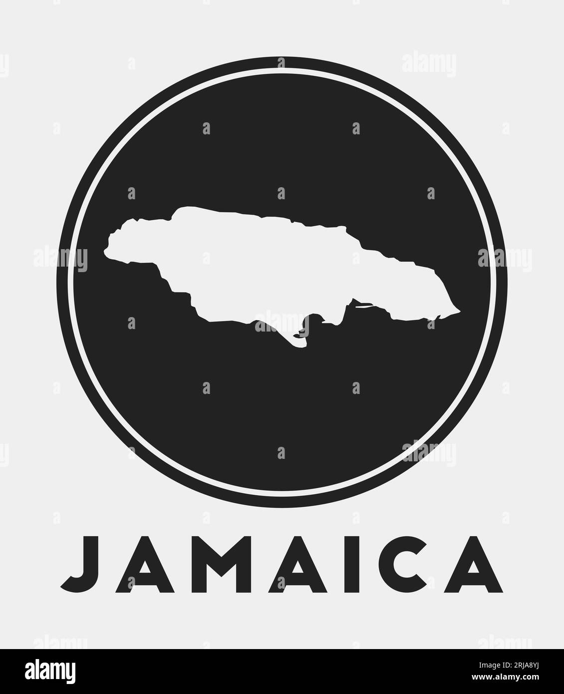 Jamaica icon. Round logo with country map and title. Stylish Jamaica ...