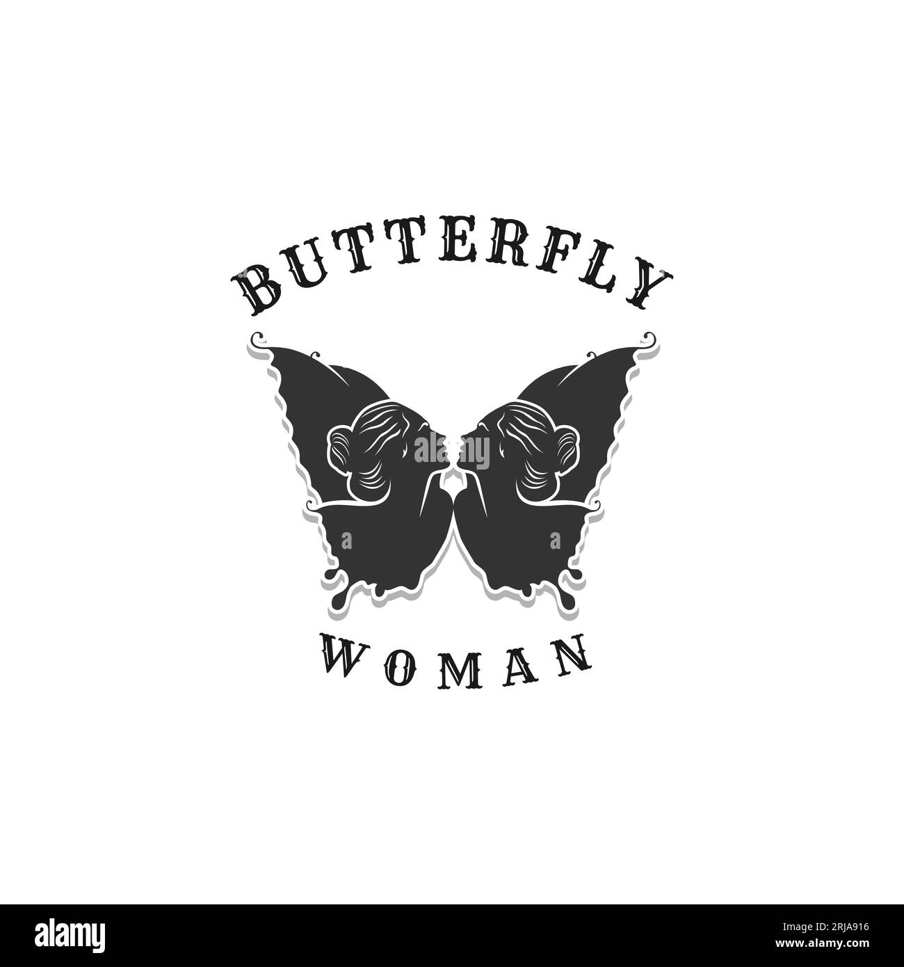 Butterfly Wings Illustration Woman Creative Logo Design Stock Vector