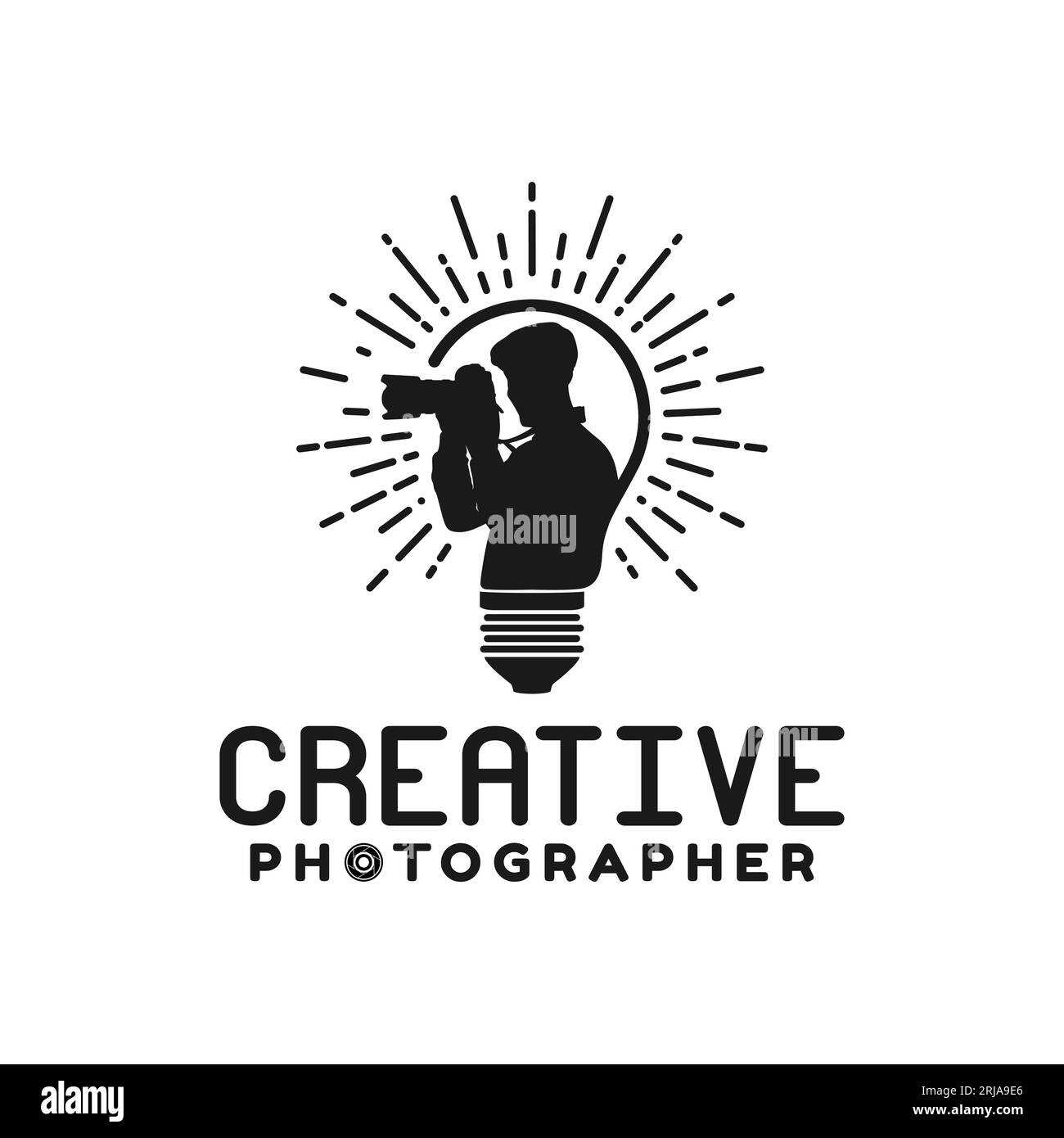 Creative Bulb Photographer Journalist Cameraman Photo Production logo design Stock Vector