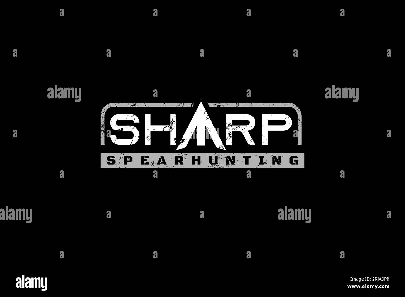 Sharp Typography with Arrowhead, Bow Arrow Spear Hunting Logo Design Stock Vector