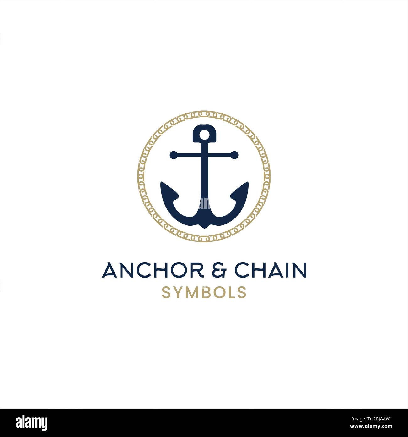 Anchor And Chain Circular Logo For Harbor, Marine, Cruise Design Inspiration Stock Vector