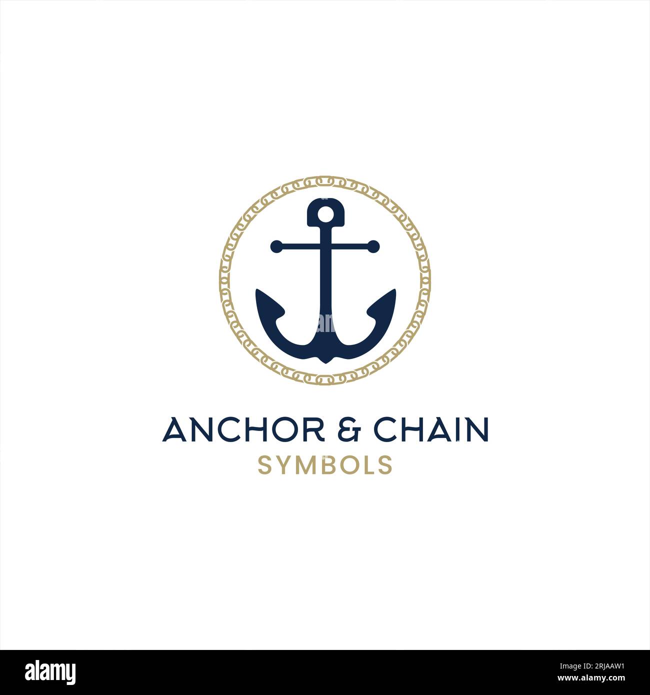 Anchor And Chain Circular Logo For Harbor, Marine, Cruise Design
