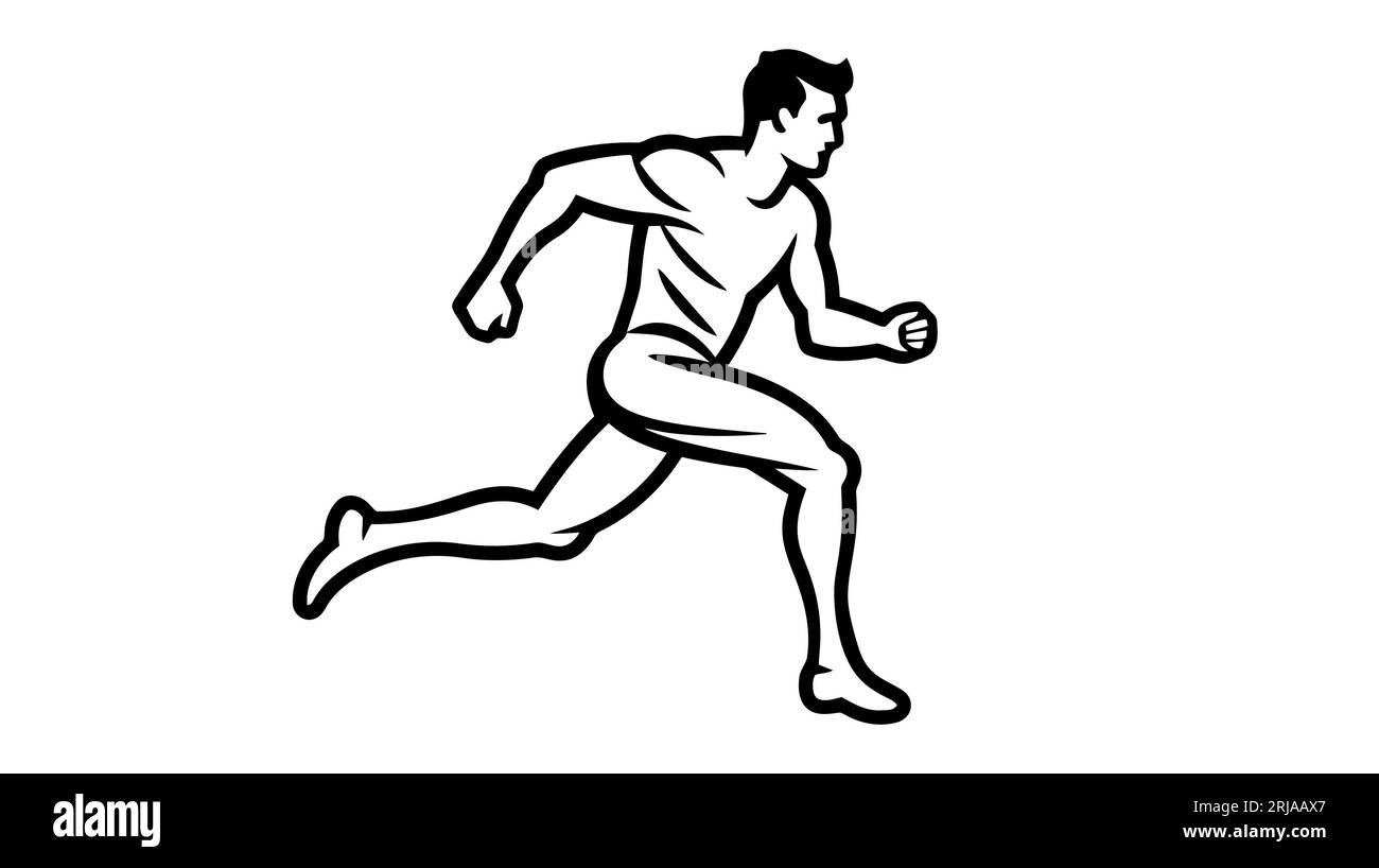 Running sprinter man. Flat vector illustration icon, logo design ...