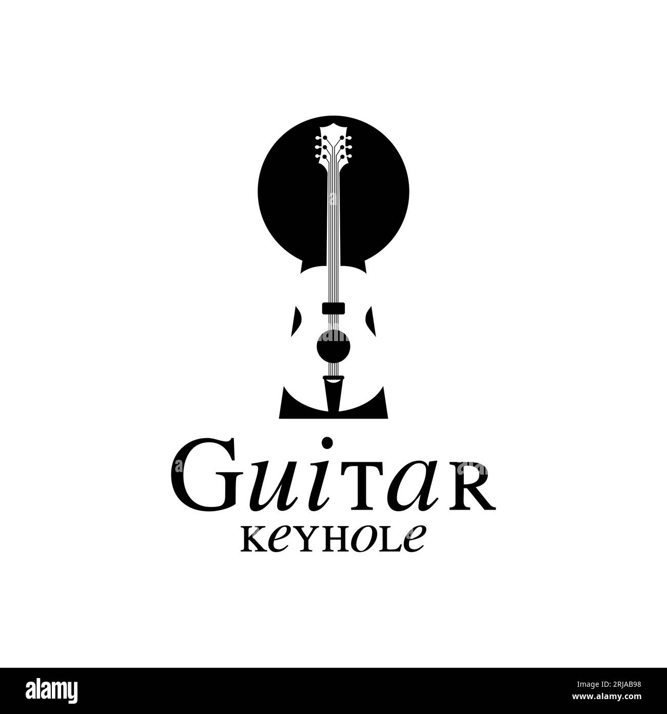 Violin Viola Guitar with Keyhole logo design inspiration Stock Vector
