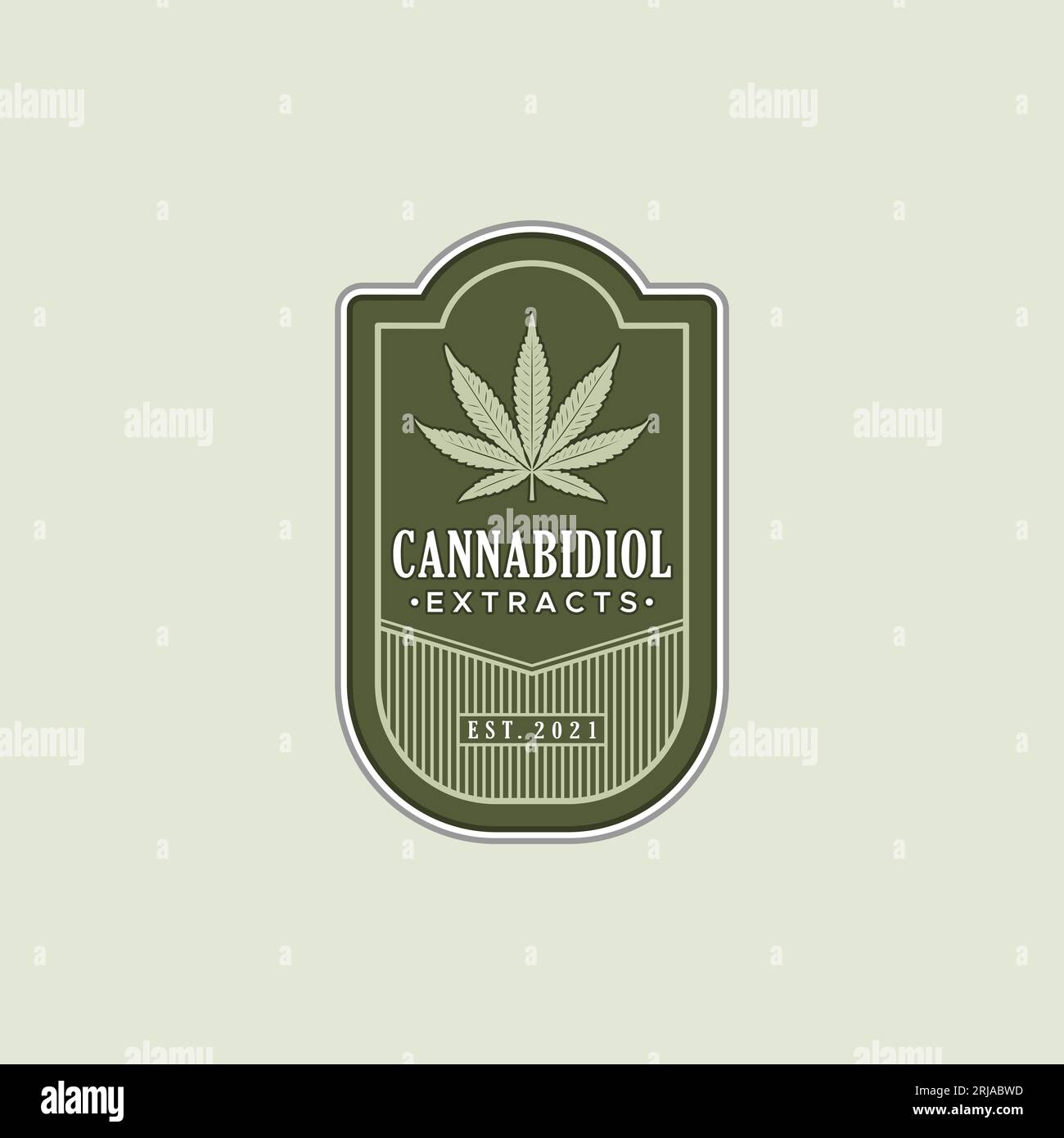Vintage CBD Cannabis Marijuana Leaf Logo design vector Stock Vector