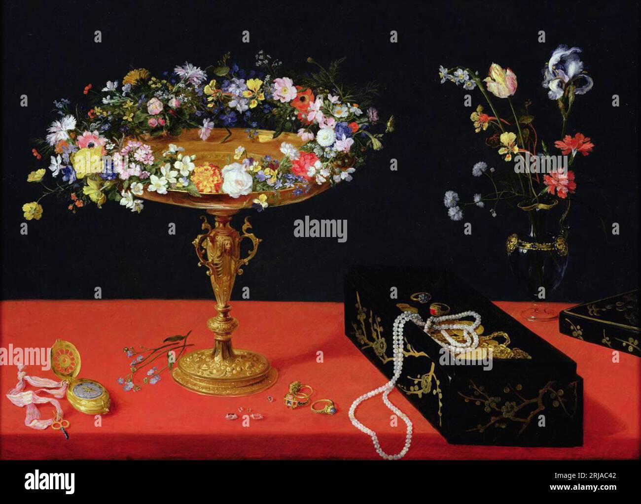A Still Life of a Tazza with Flowers circa 1625 by Jan Brueghel the Younger Stock Photo