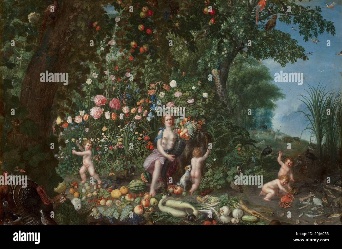 Allegory of abundance circa 1625 by Jan Brueghel the Younger Stock Photo
