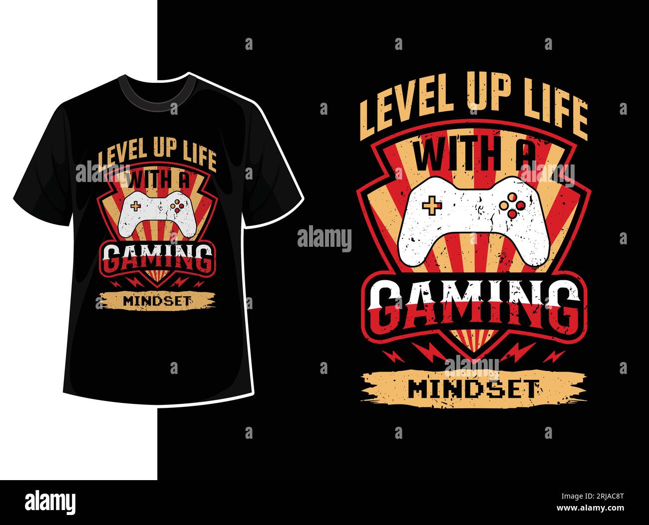 Vintage typography gaming t shirt template design with creative ...