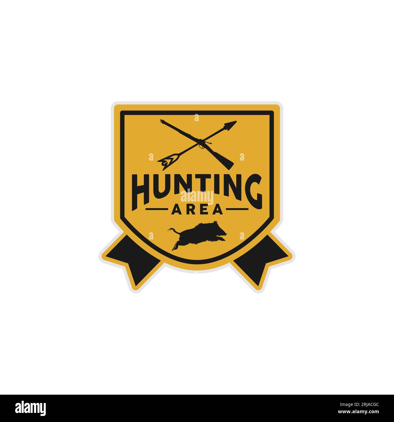 Hunting Area Badge with crossed Gun and Arrow Stock Vector Image