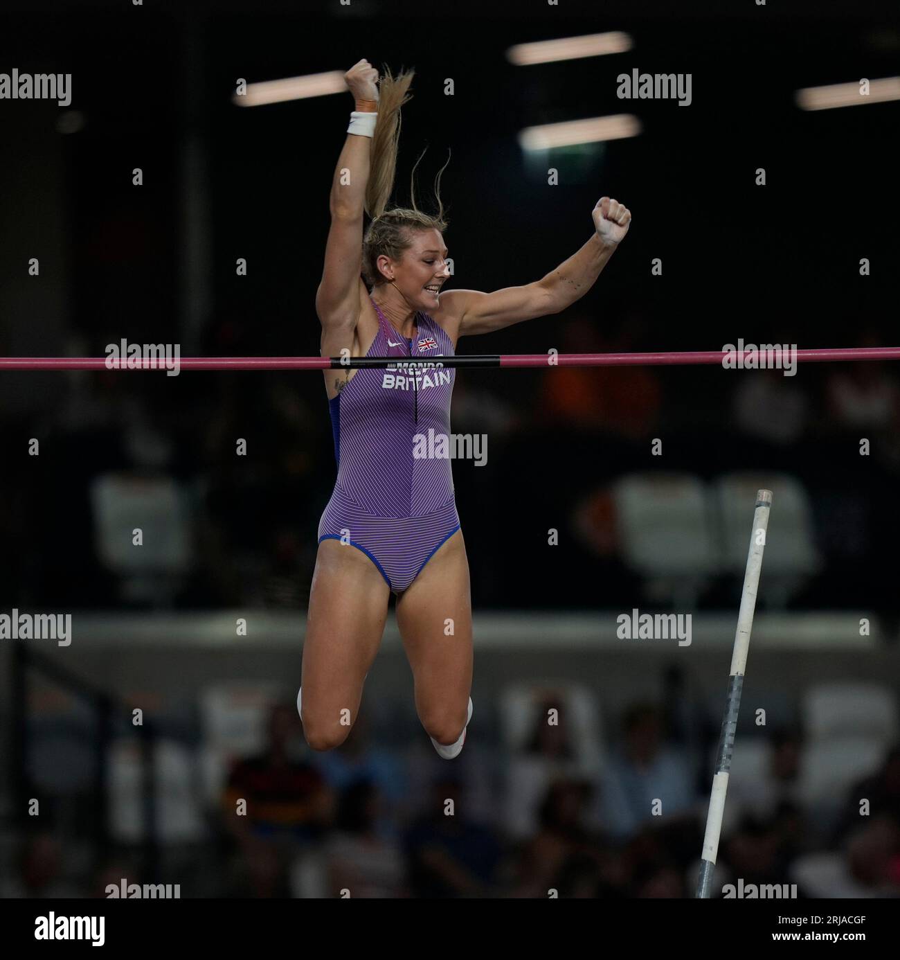 Budapest,HUN,  21 Aug 2023 Pole vaulter  Molly Caudery (GBR) in action during the World Athletics Championships 2023 National Athletics Centre Budapest at National Athletics Centre Budapest Hungary on August 21 2023 Alamy Live News Stock Photo