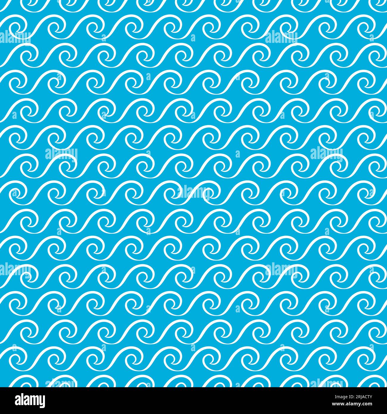 Sea and ocean curly blue waves seamless pattern. Water wavy lines ...