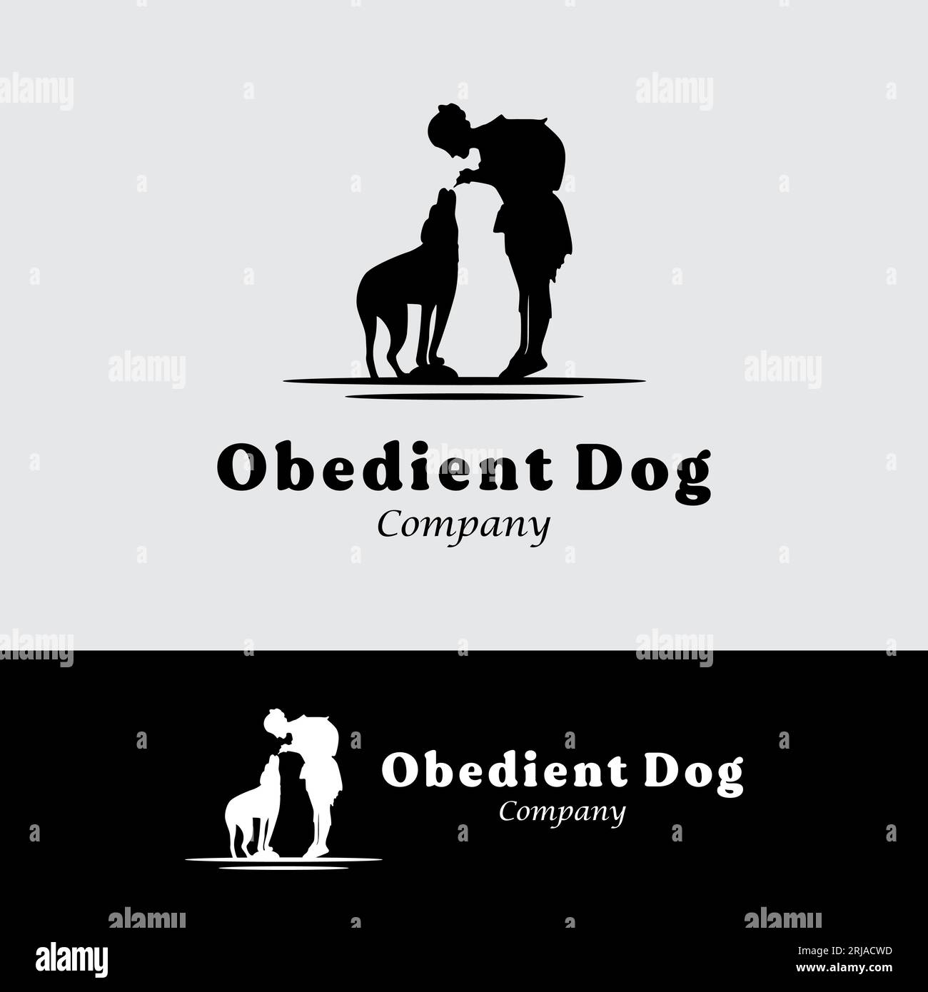 Dog And Girl Silhouette For Animal Trainer Logo Or Company Design Inspiration Stock Vector