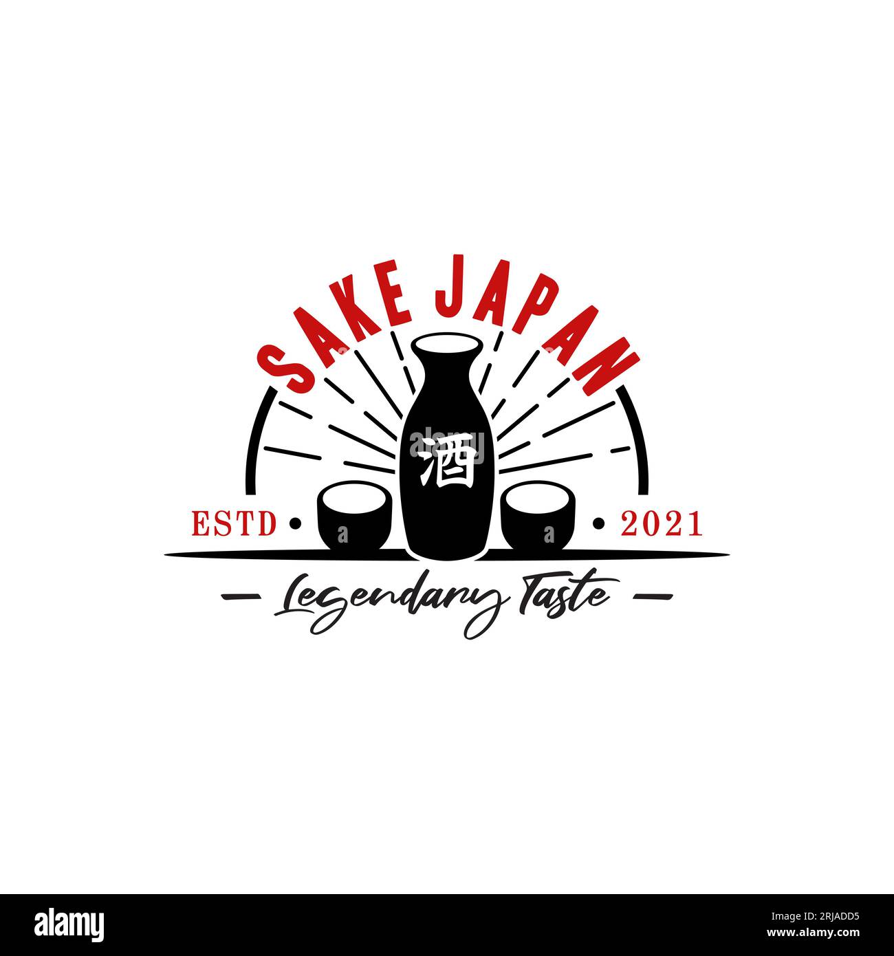 Japanese Sake Bottle Oriental Japan Beverage Symbol Logo design inspiration Stock Vector