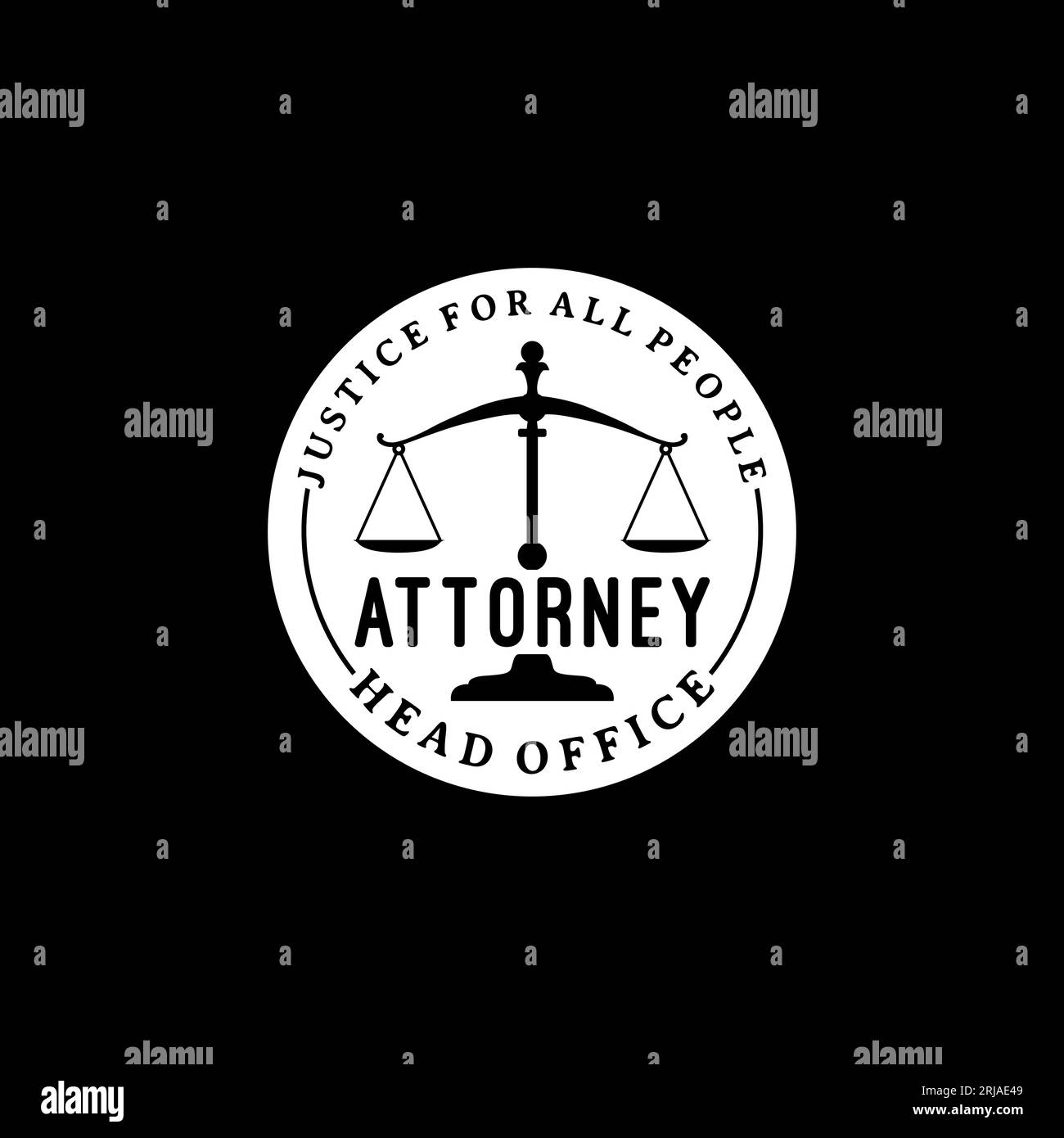 Justice scale stamp for attorney logo Stock Vector