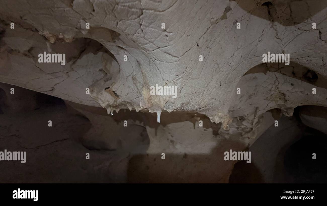 Geological formations in the Rincon de la Victoria cave Stock Photo
