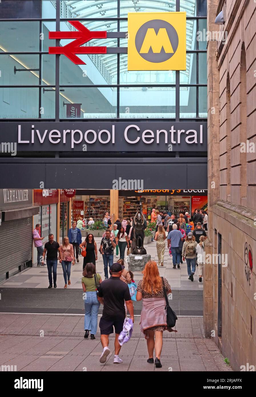 Bold St Entrance to Central Station, Liverpool Central Rail Station , Ranelagh St, Liverpool, Merseyside, England, UK, L1 1JT Stock Photo